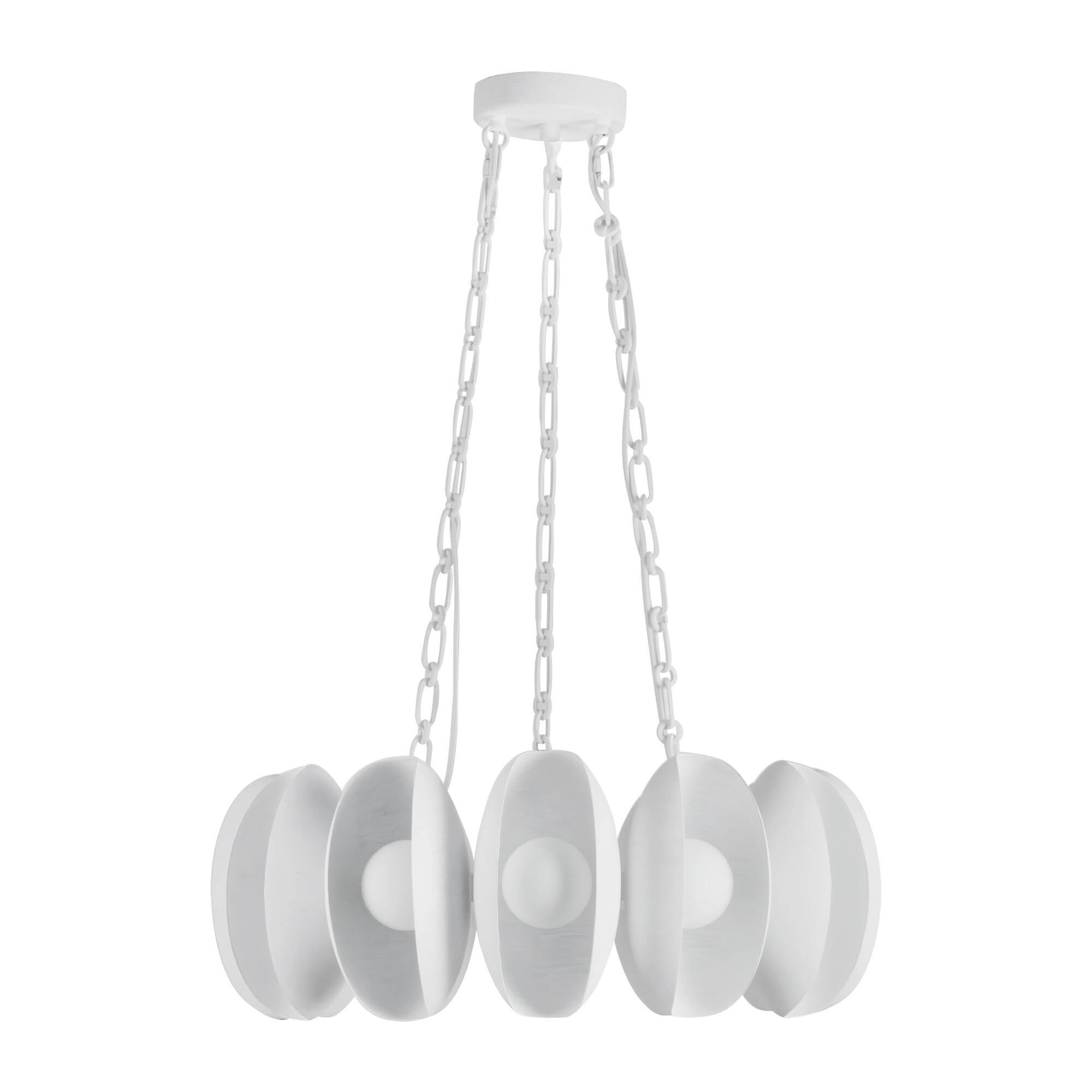Shown in Antique White finish and Matte Opal glass