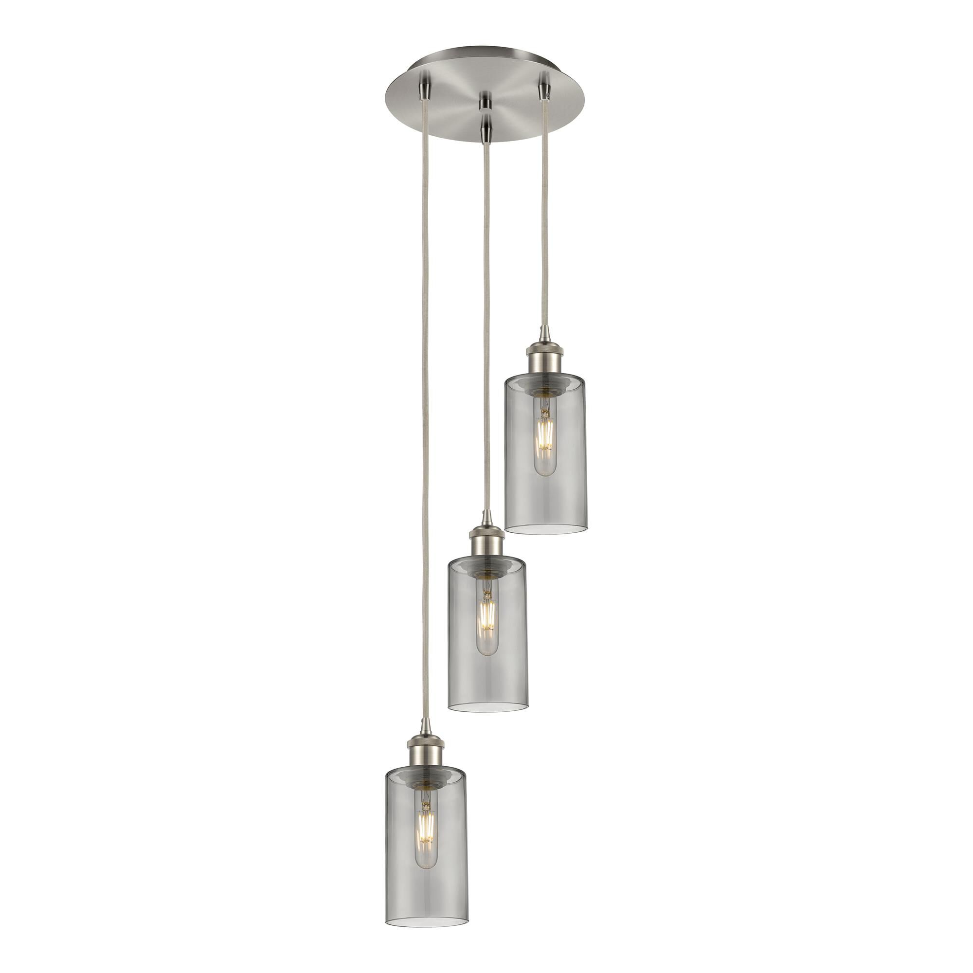 Shown in Satin Nickel finish and Light Smoke shade