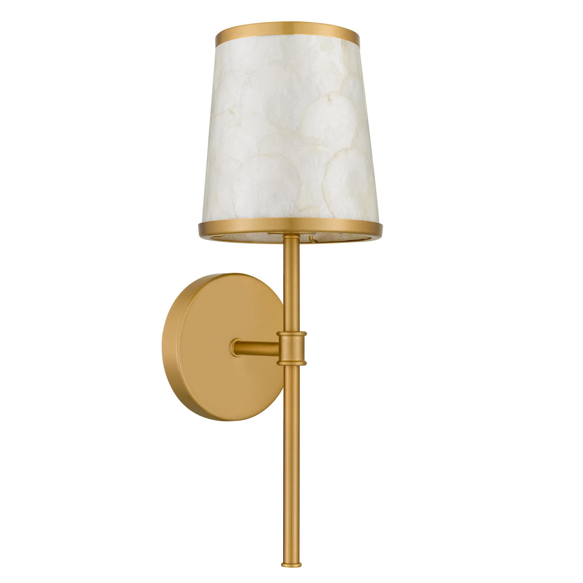 Shown in Brushed Gold finish and Capiz Shell shade
