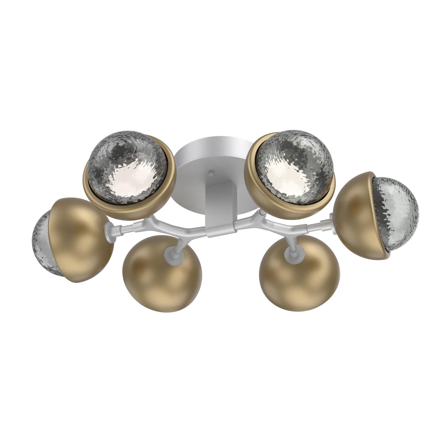 Shown in Classic Silver finish and Smoke glass and Gilded Brass accent