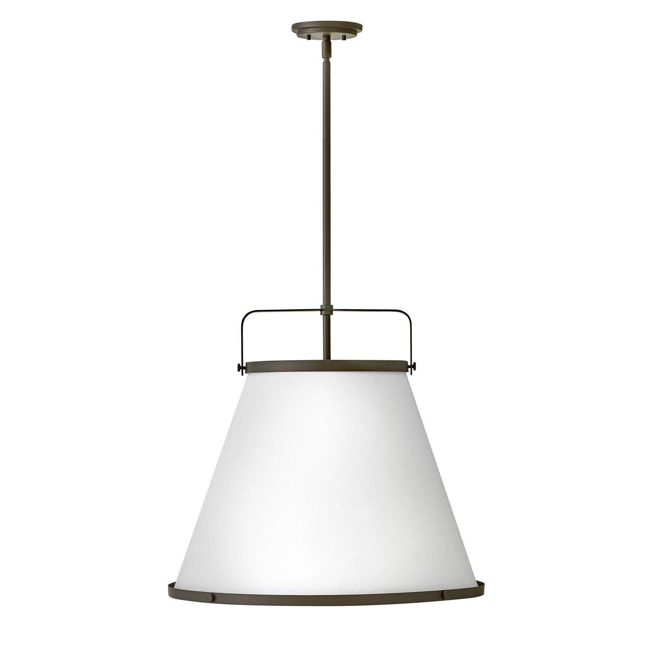 Shown in Oil Rubbed Bronze finish and Off-White Textured shade
