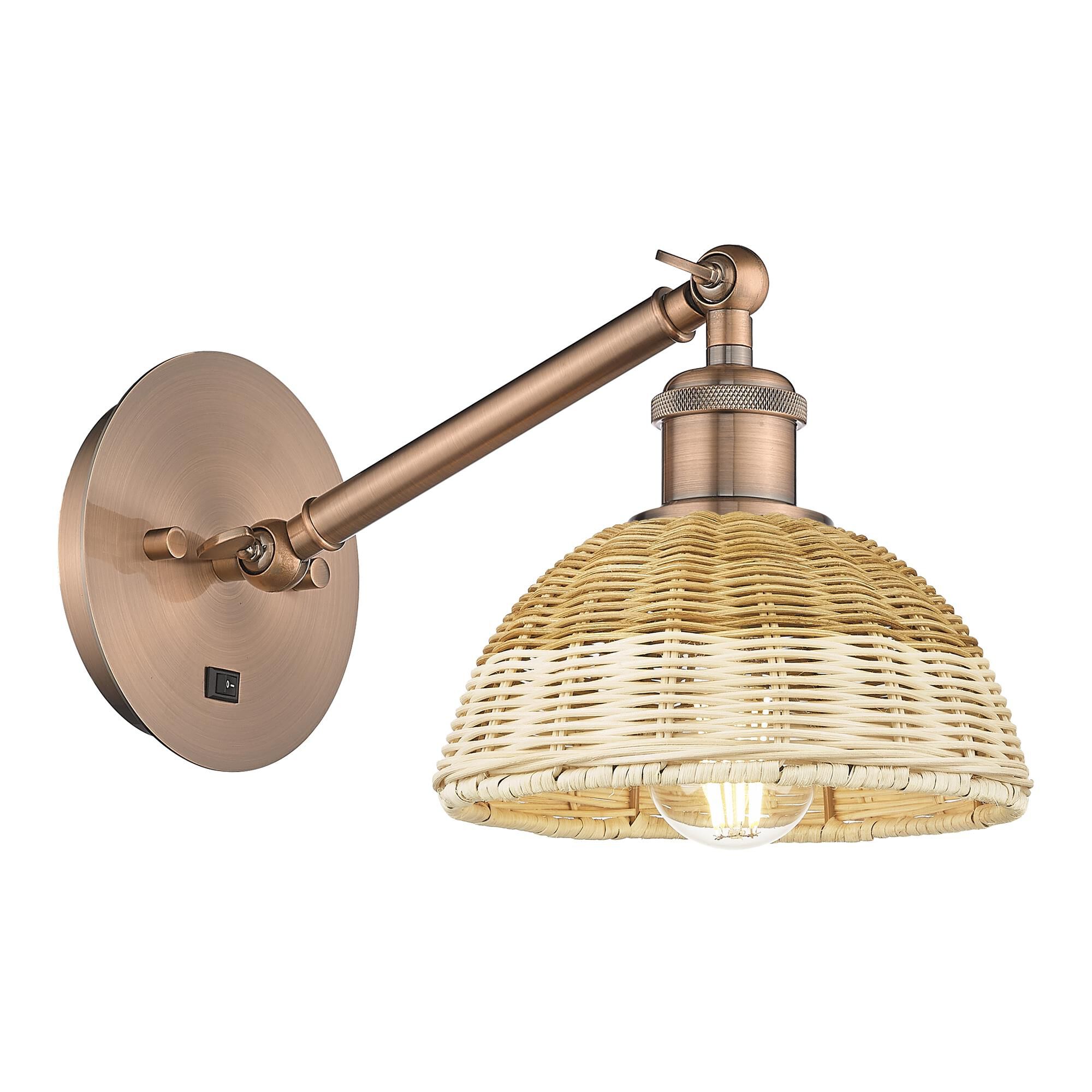 Shown in Antique Copper finish and Natural shade