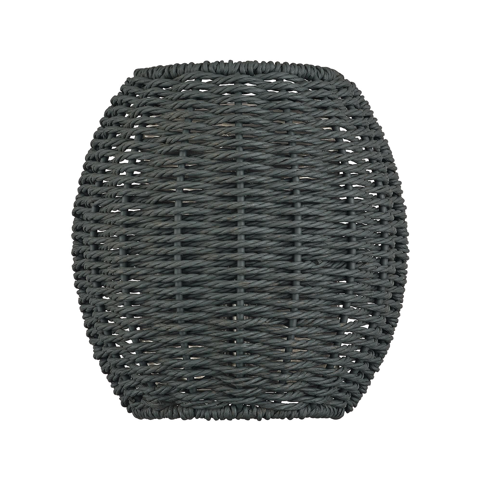 Shown in Black finish and Hand-Woven Midnight Black Color Paper Rope shade