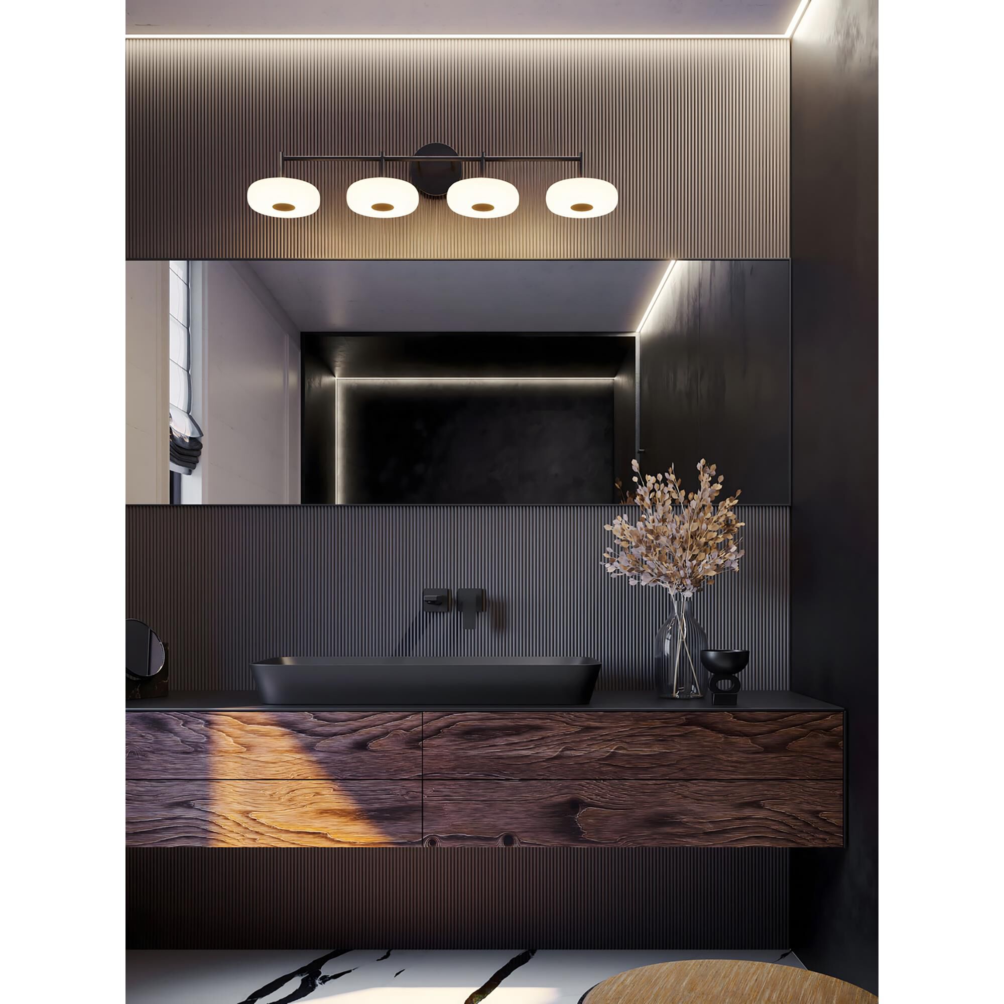 Shown in Black finish and White shade