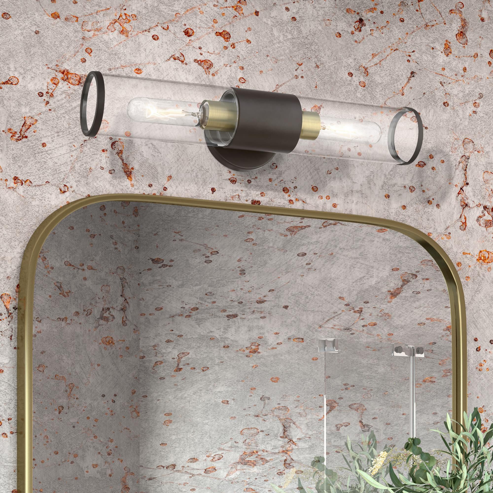 Shown in Bronze With Antique Brass Accent finish and Clear glass and Clear Glass shade