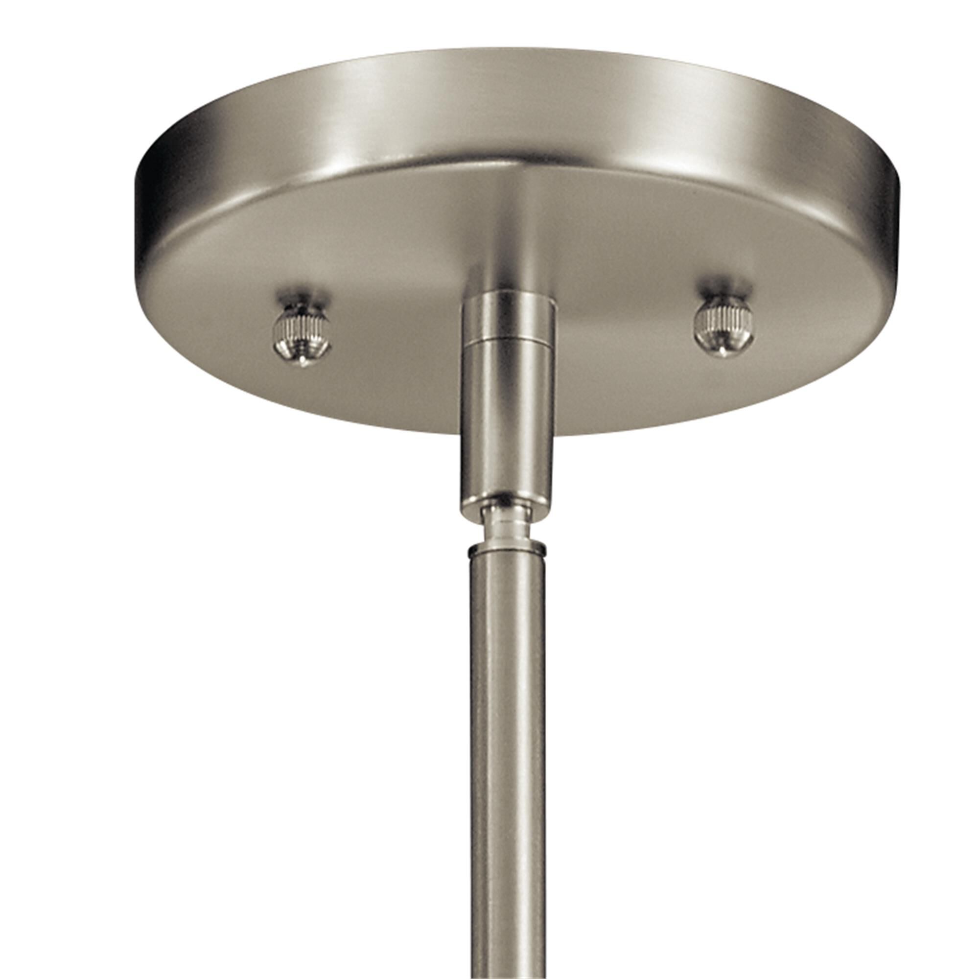 Shown in Brushed Nickel finish and Satin Etched glass