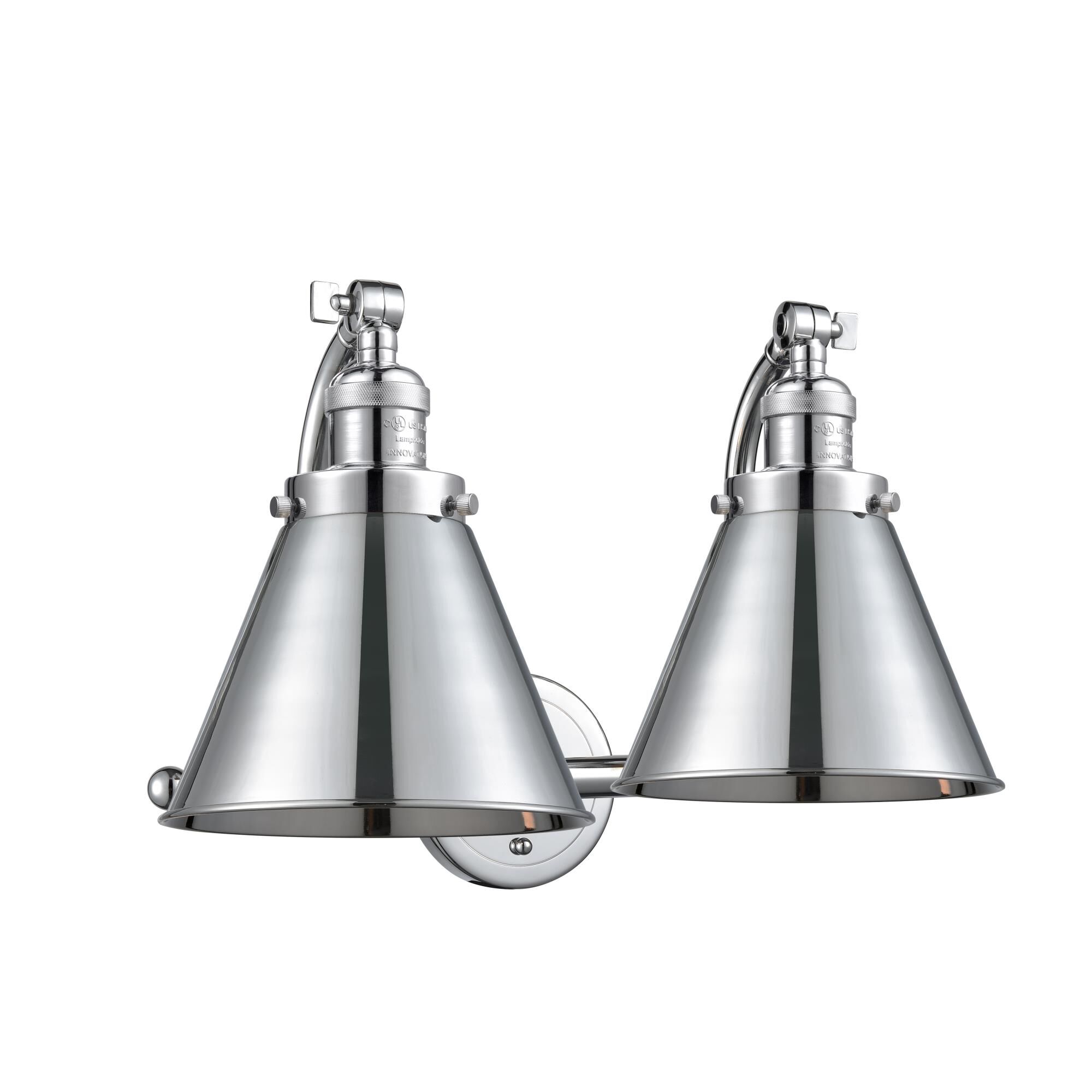 Shown in Polished Chrome finish and Metal - Polished Chrome - Cone shade