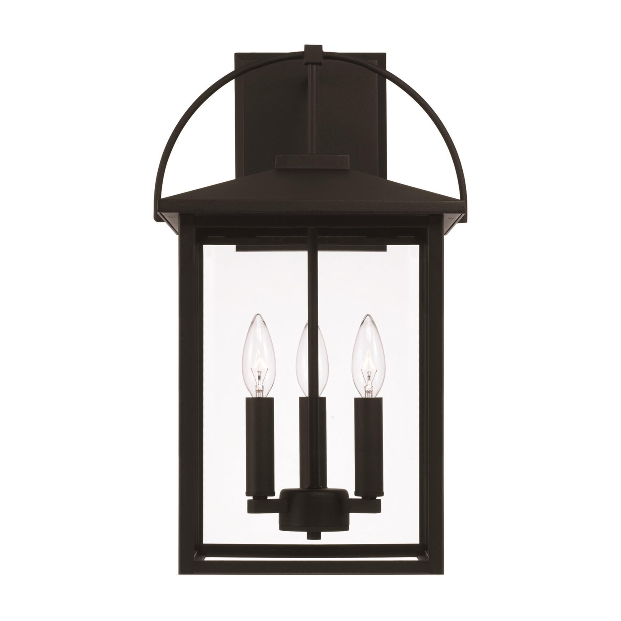 Shown in Black finish and Clear glass