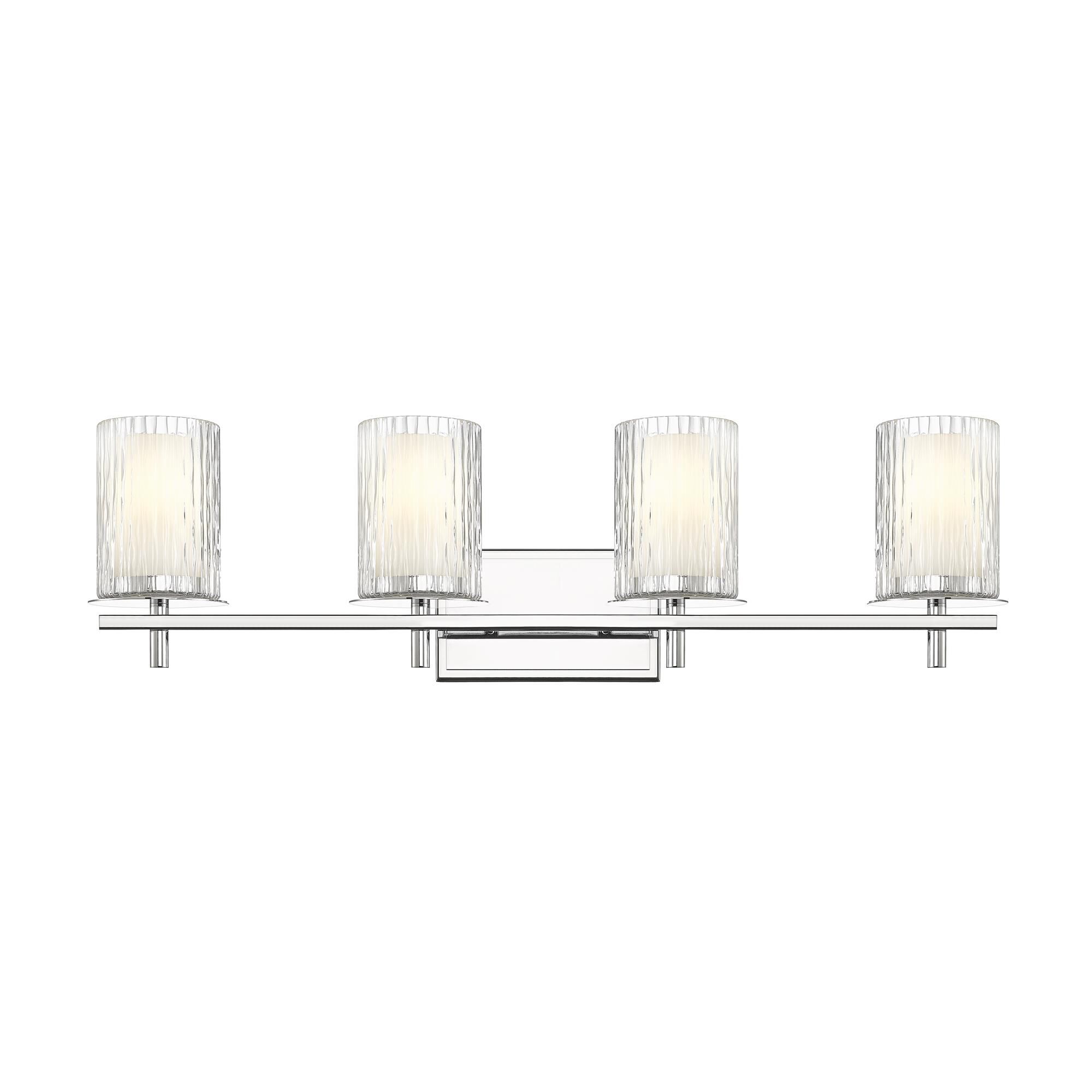 Shown in Chrome finish and Clear + Etched Opal glass and Clear + Etched Opal shade
