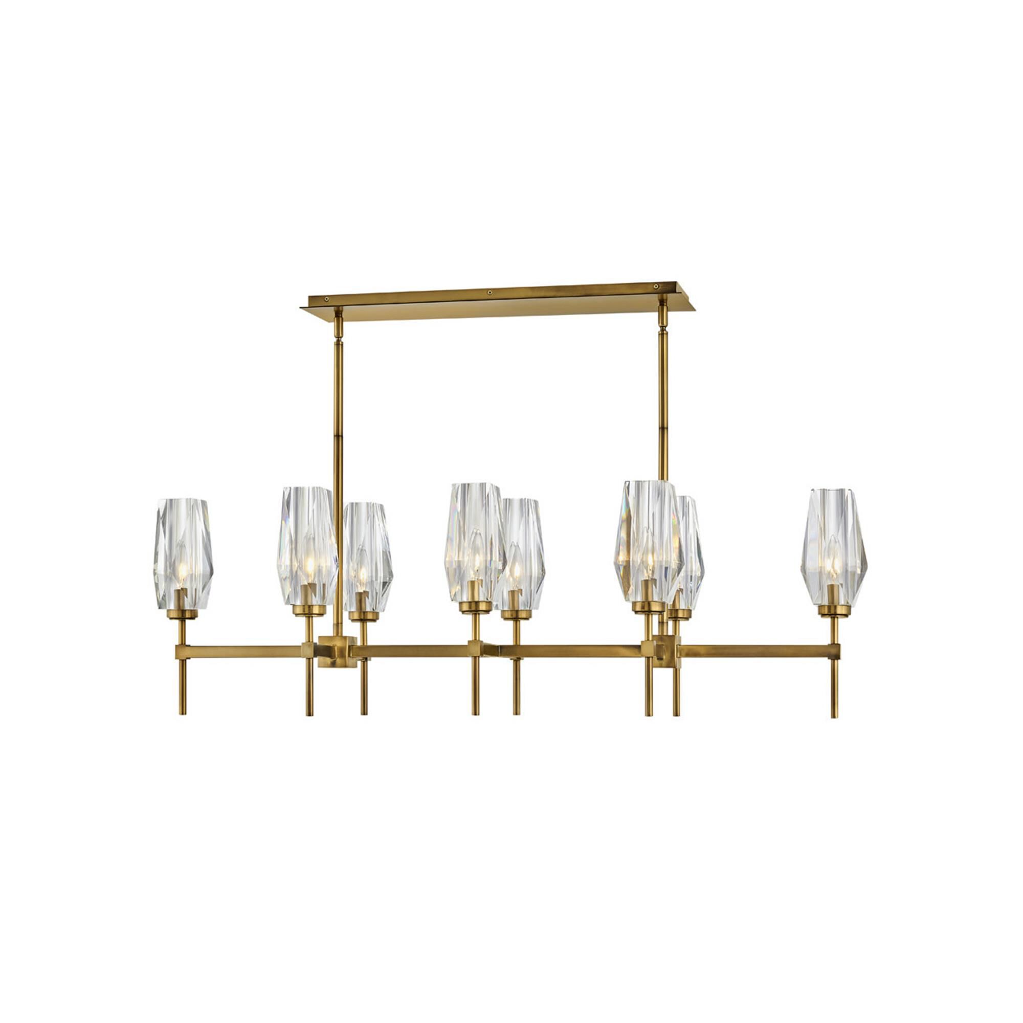 Shown in Heritage Brass finish and Faceted Clear Crystal glass