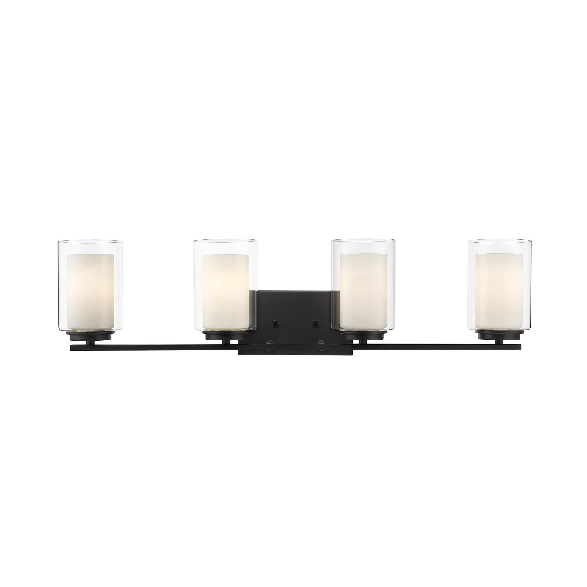 Shown in Matte Black finish and Glass shade