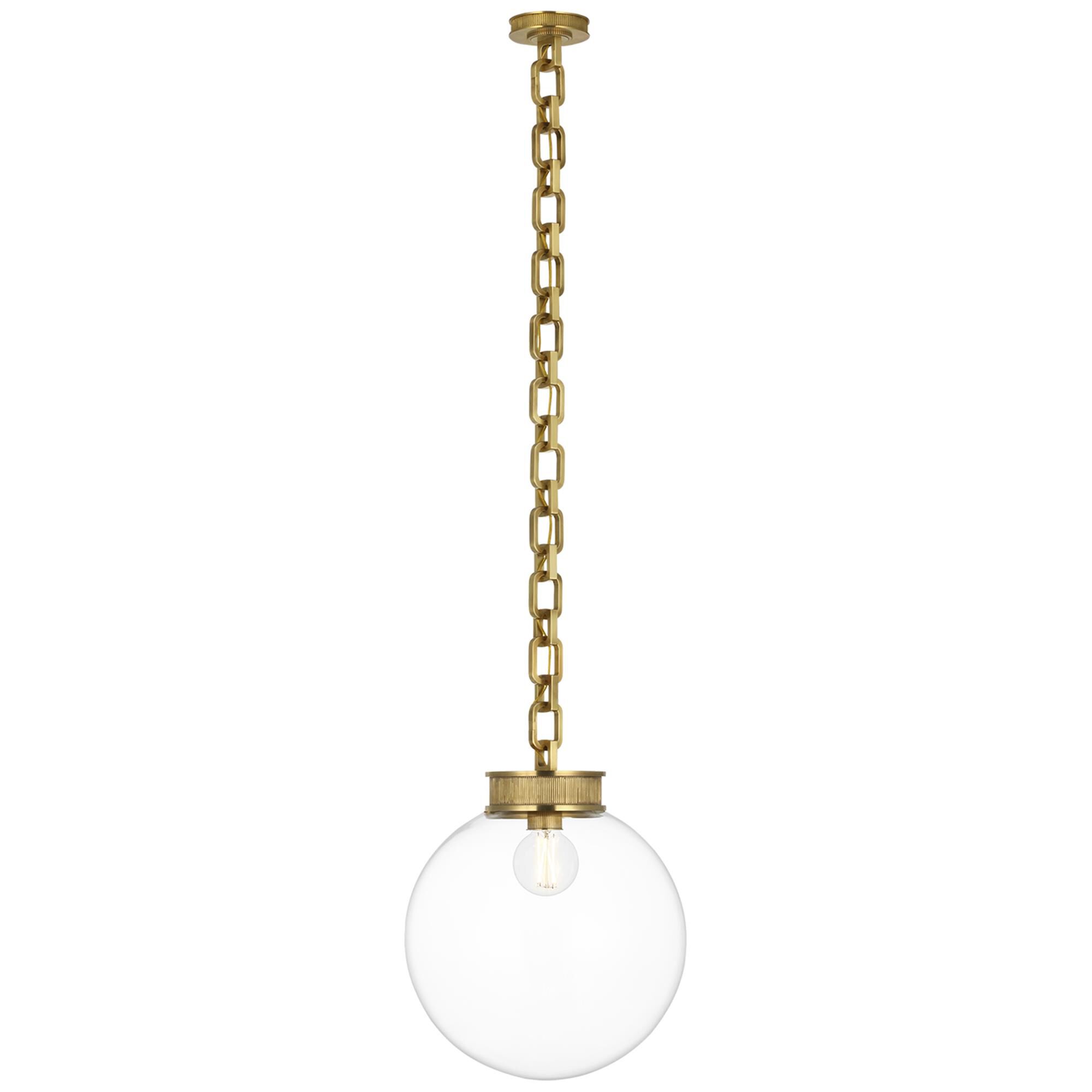 Shown in Soft Brass finish and Clear glass