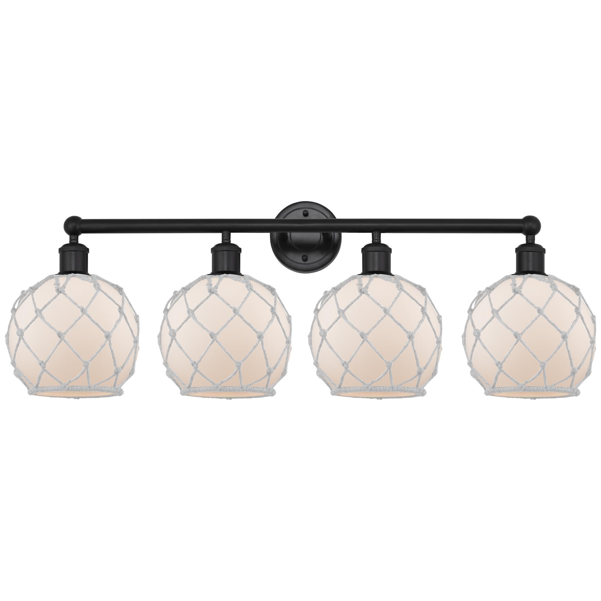Shown in Matte Black finish and White with White Rope glass