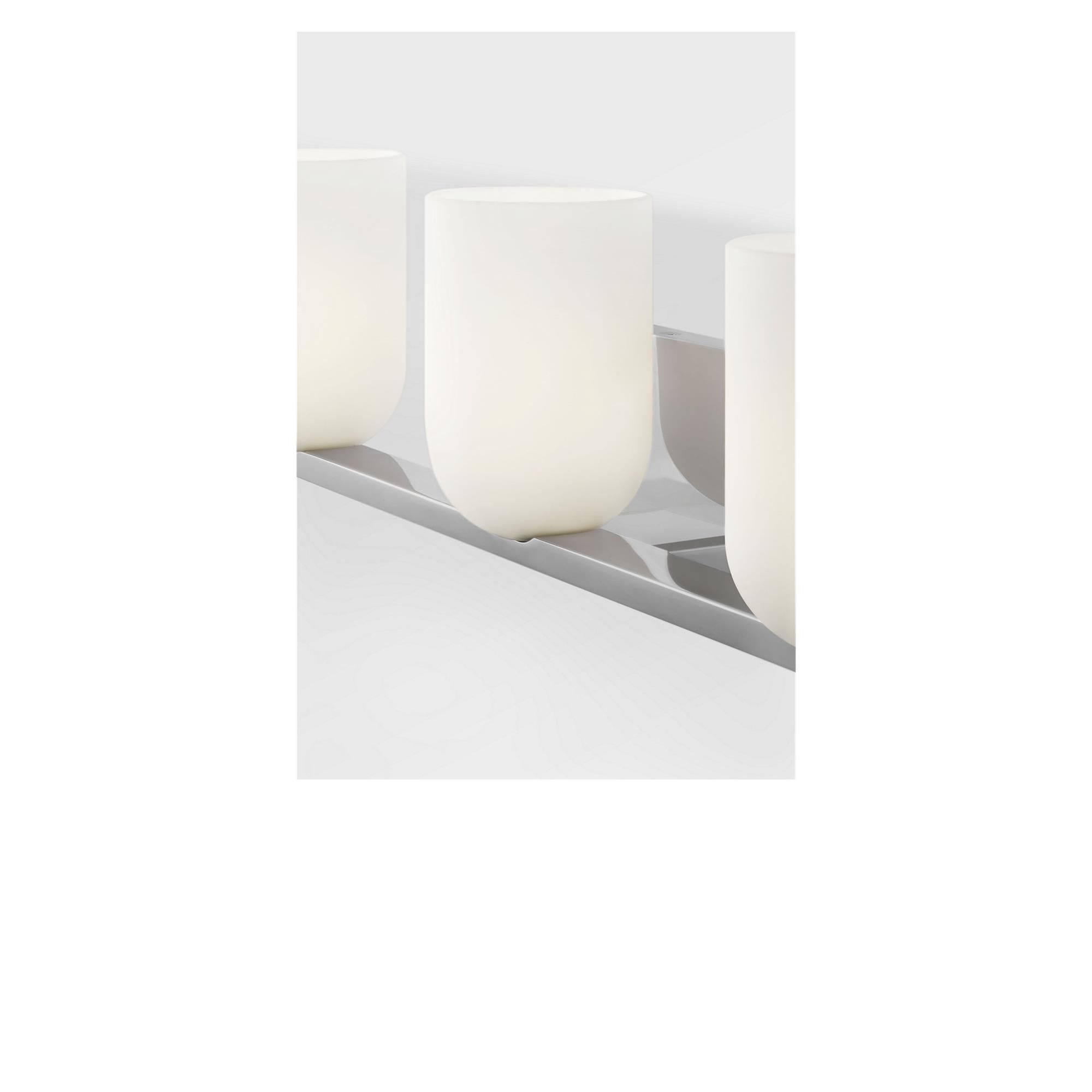 Shown in Chrome finish and Etched White glass
