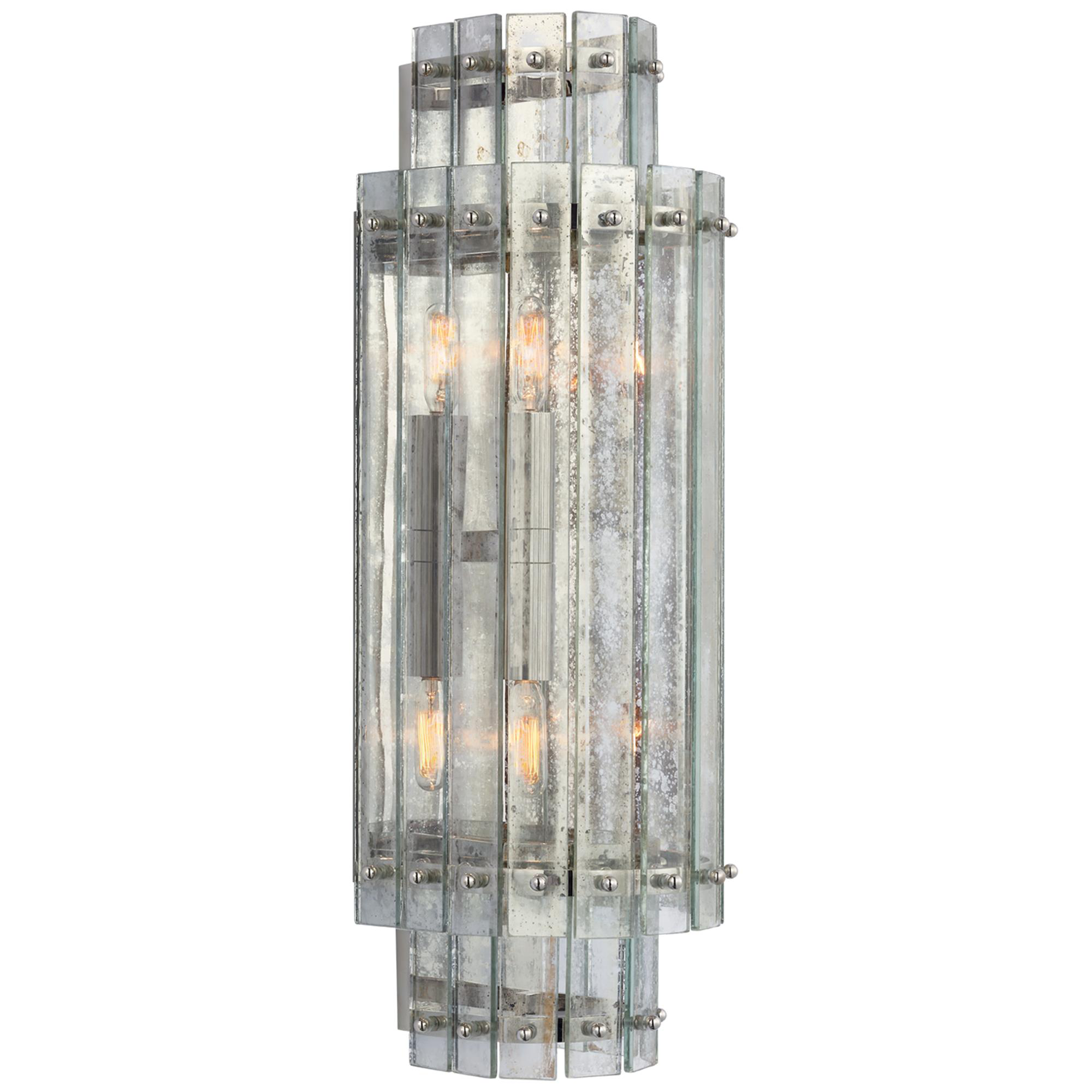 Shown in Polished Nickel finish and Antique Mirror glass