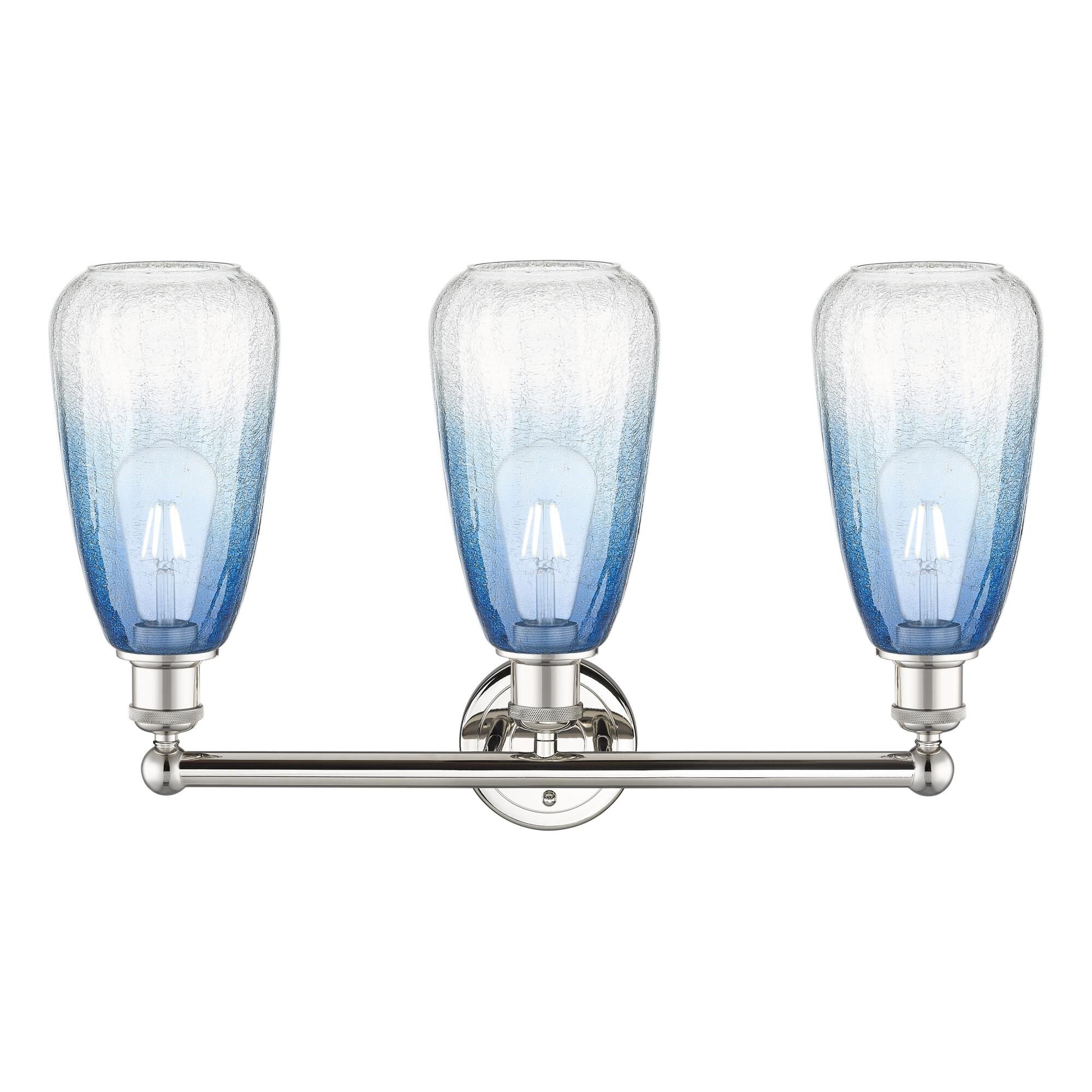 Shown in Polished Nickel finish and Sapphire Blue glass