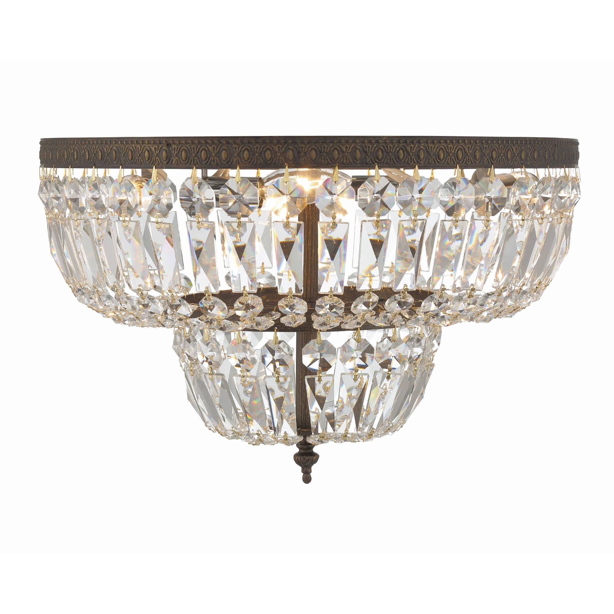 Shown in English Bronze finish and Hand Cut Crystal crystal