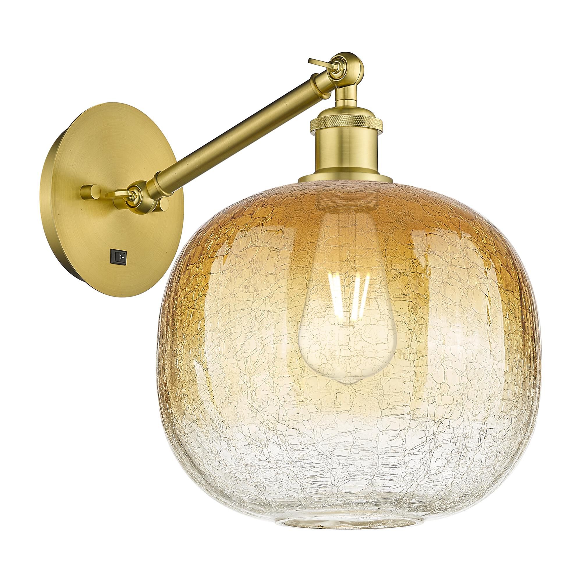 Shown in Satin Gold finish and Amber glass