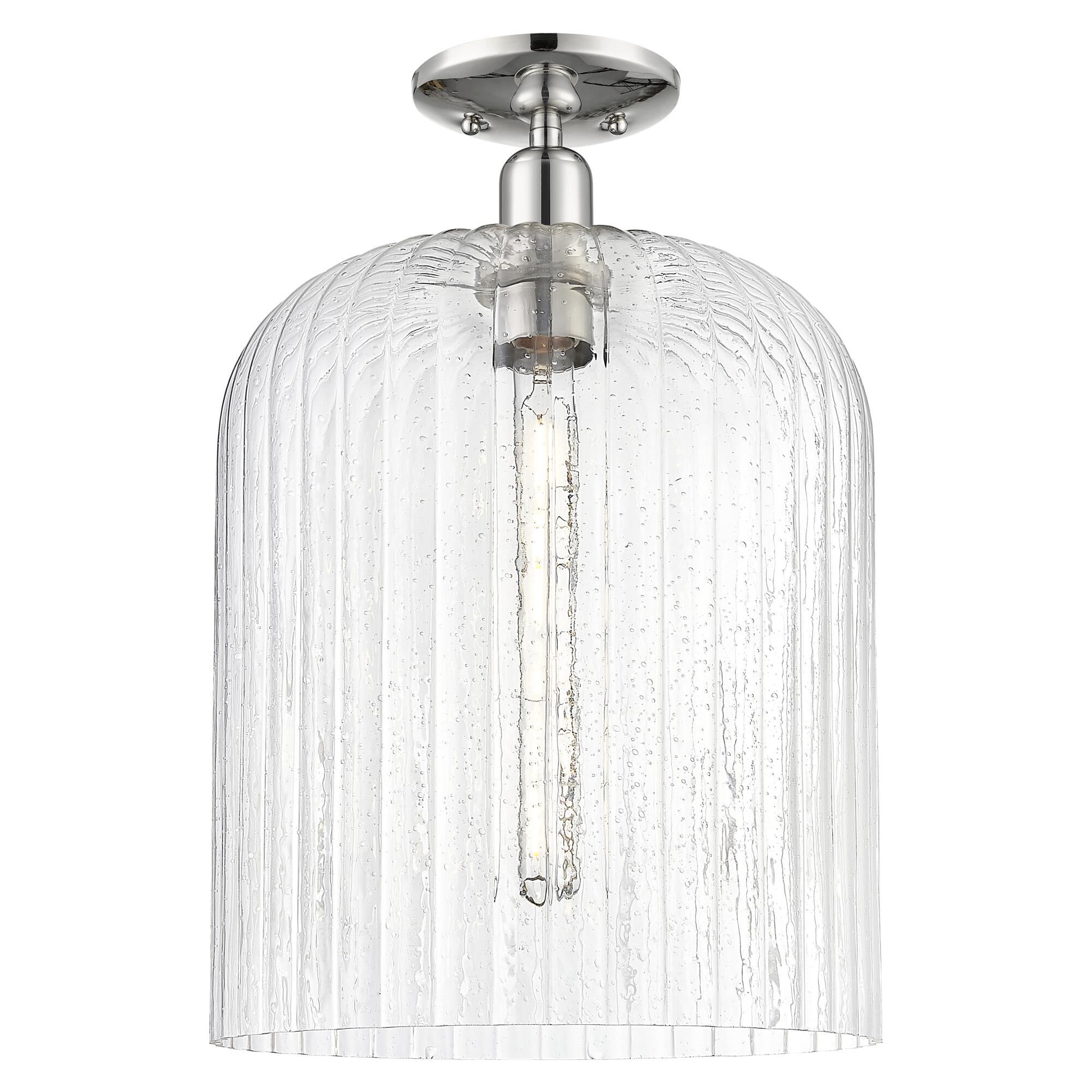 Shown in Polished Nickel finish and Seedy glass