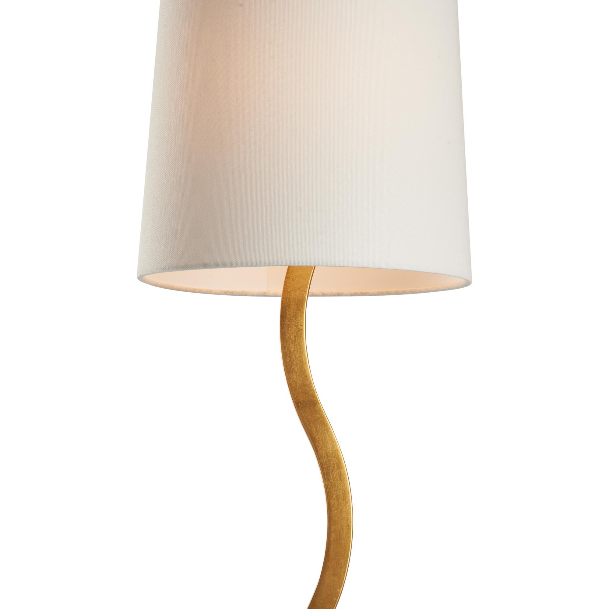 Shown in Gold finish and Linen shade