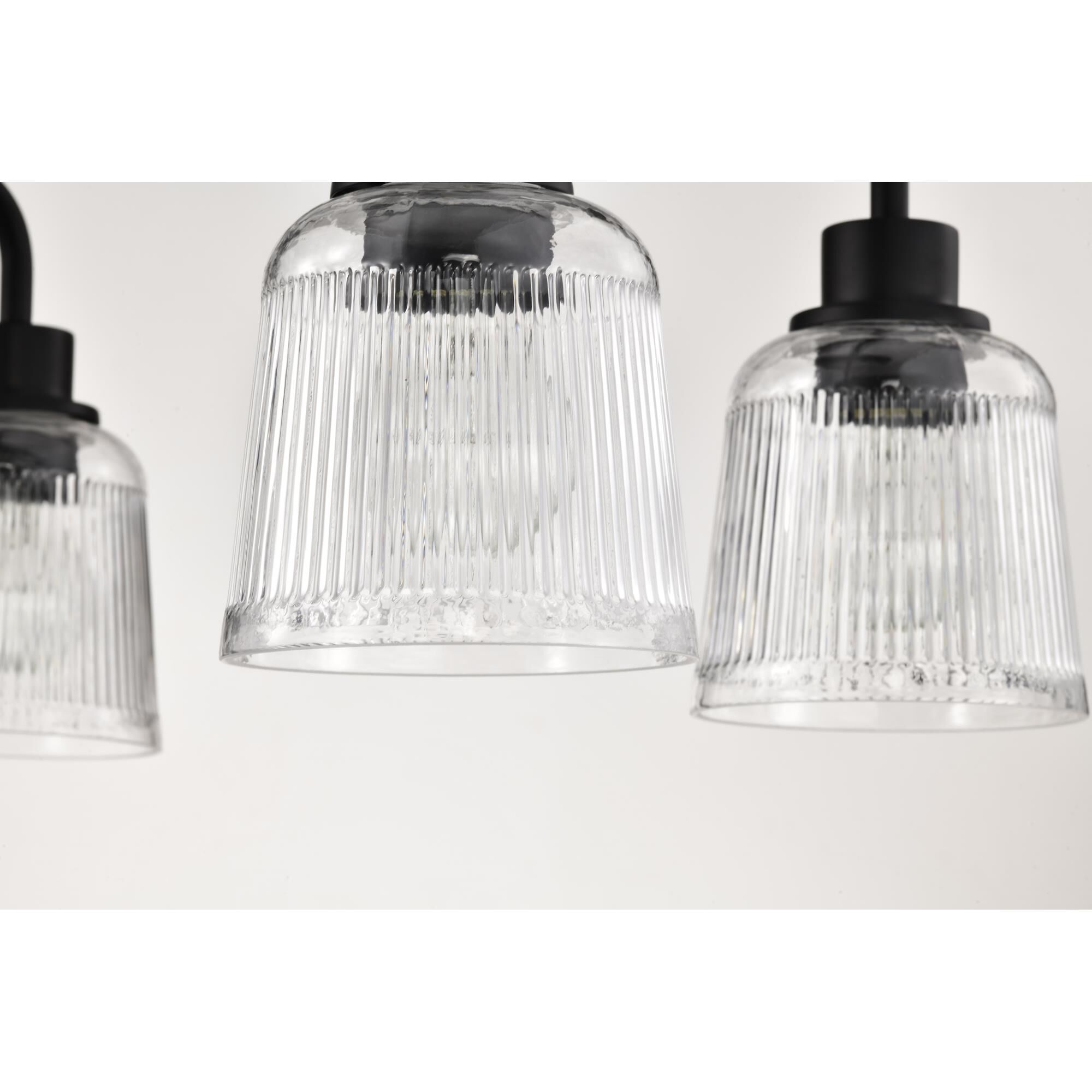 Shown in Matte Black finish and Clear Ribbed glass