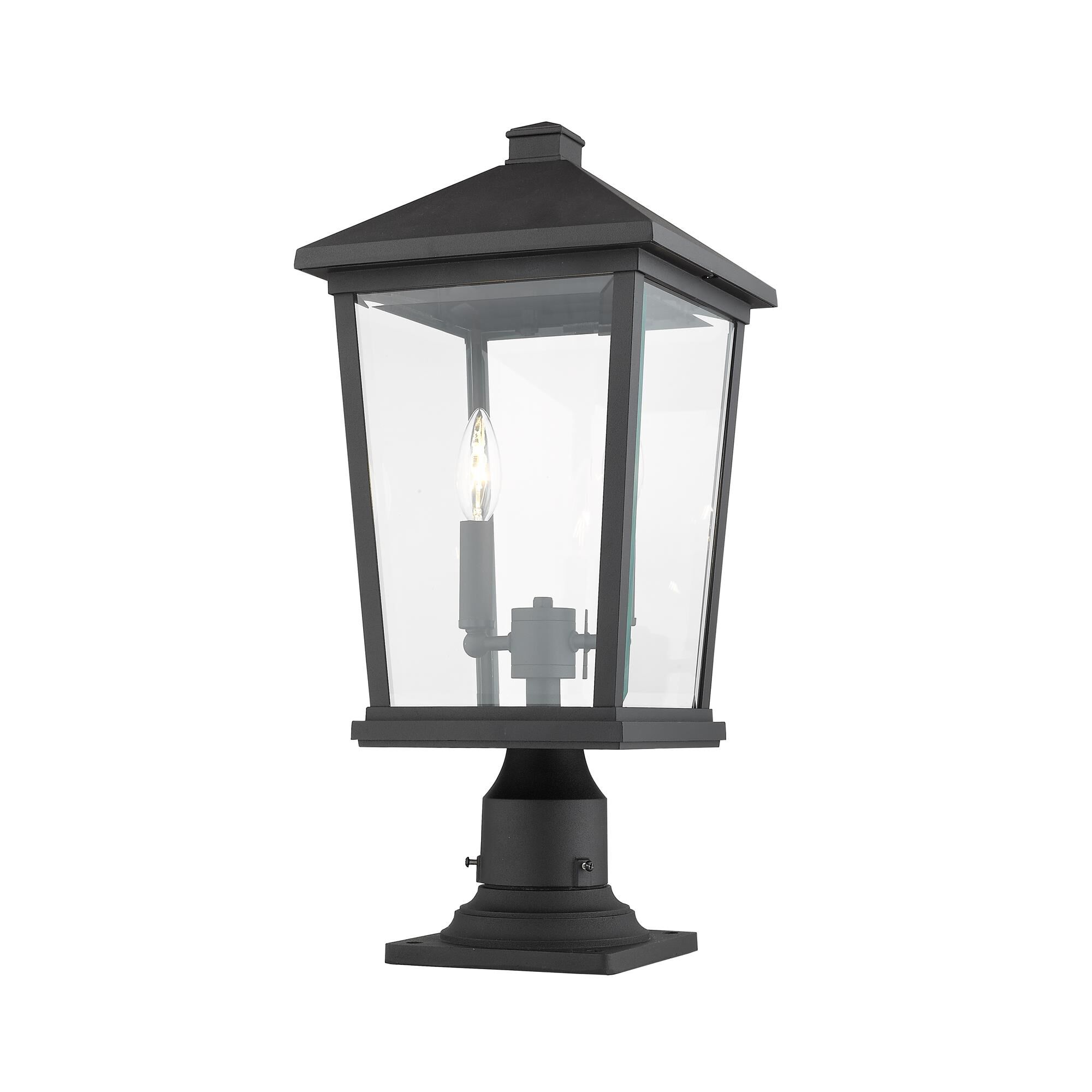 Shown in Black finish and Glass shade