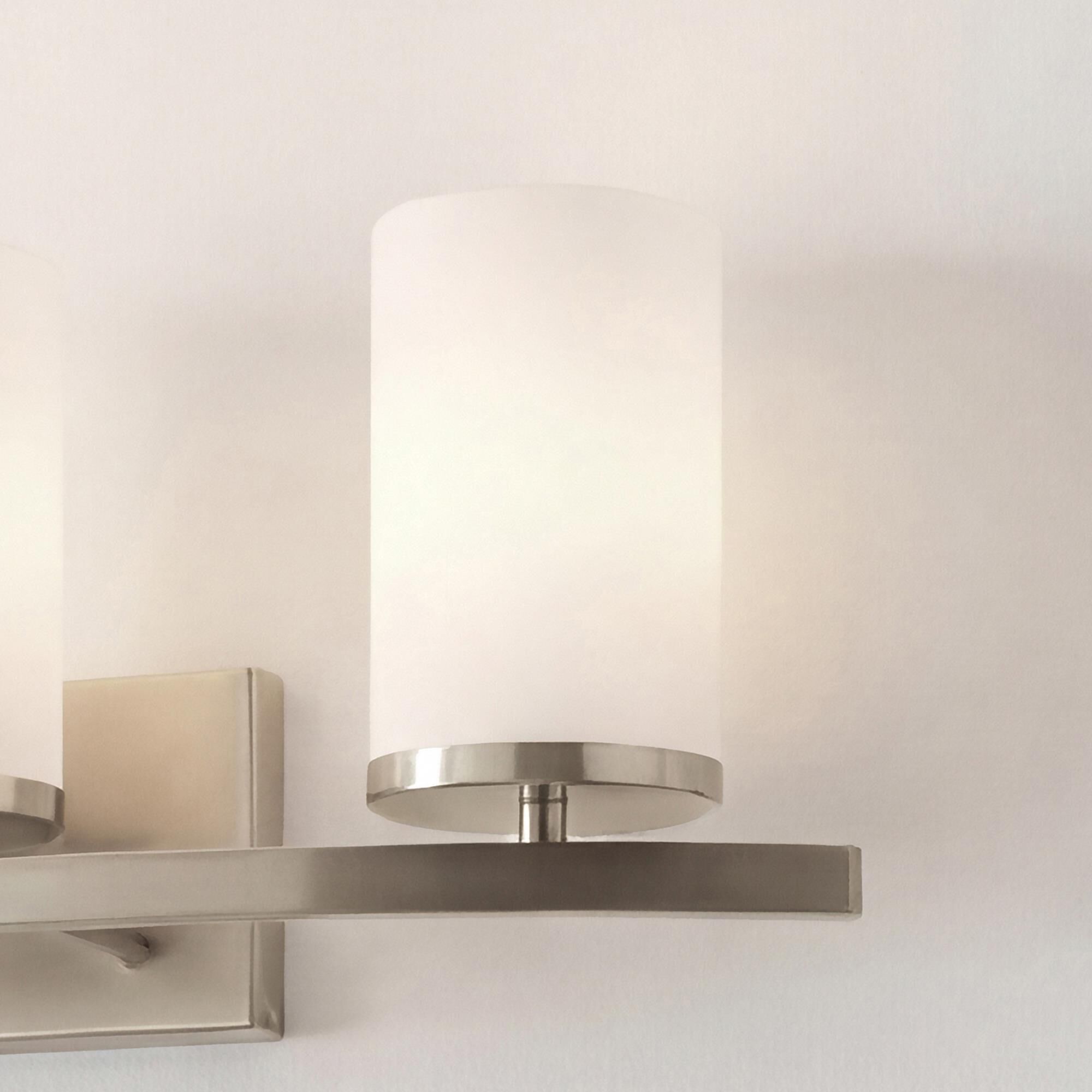 Shown in Brushed Nickel finish and Satin Etched Cased Opal glass