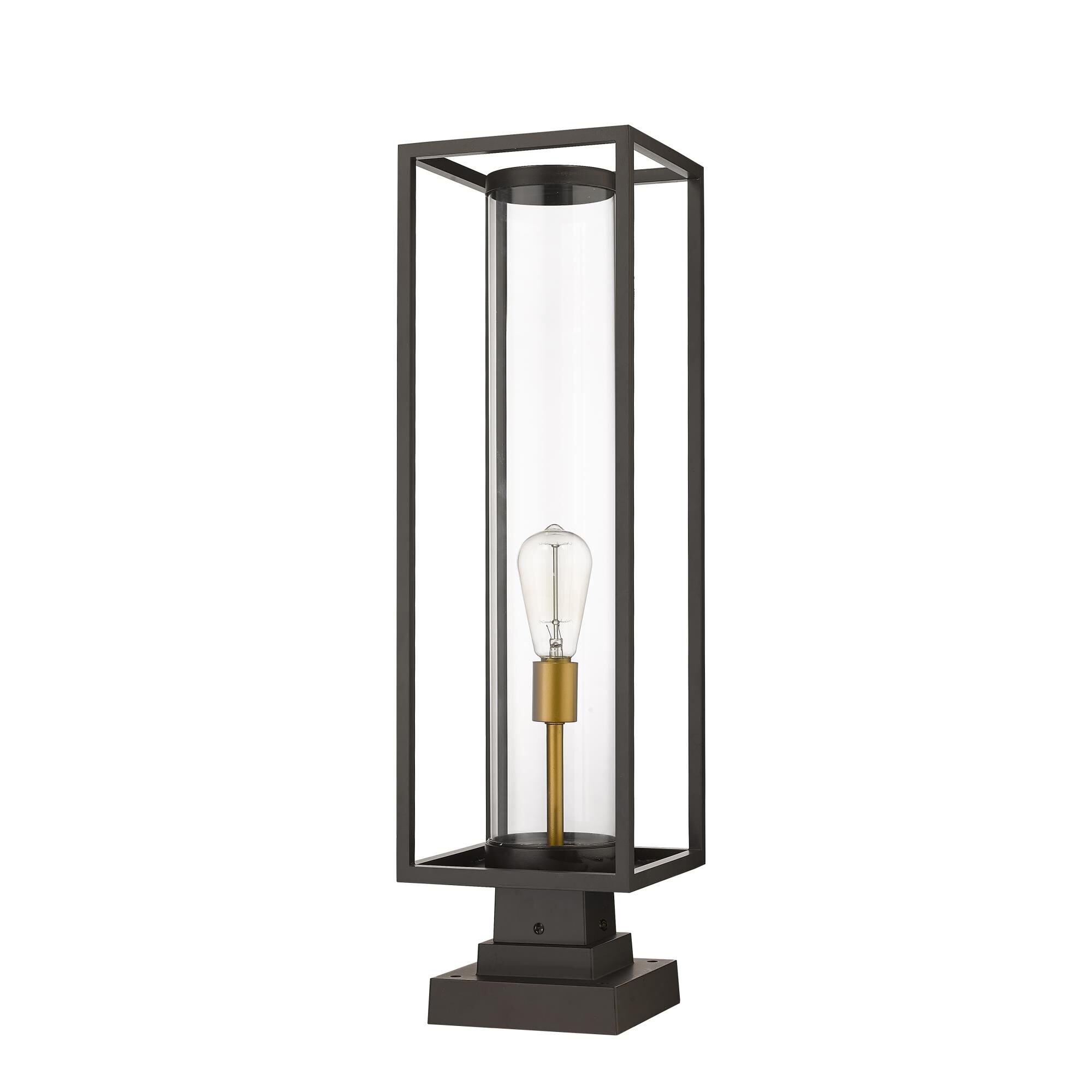 Shown in Deep Bronze + Outdoor Brass finish and Glass shade