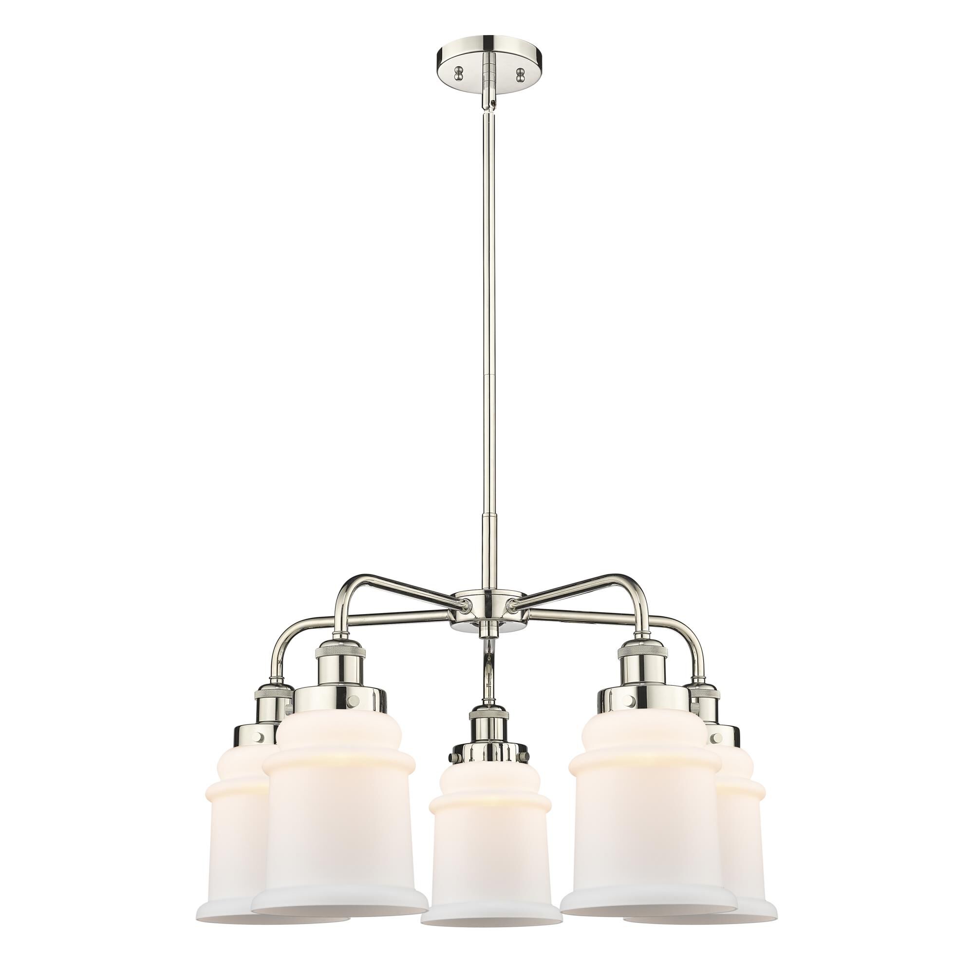 Shown in Polished Nickel finish and Matte White glass