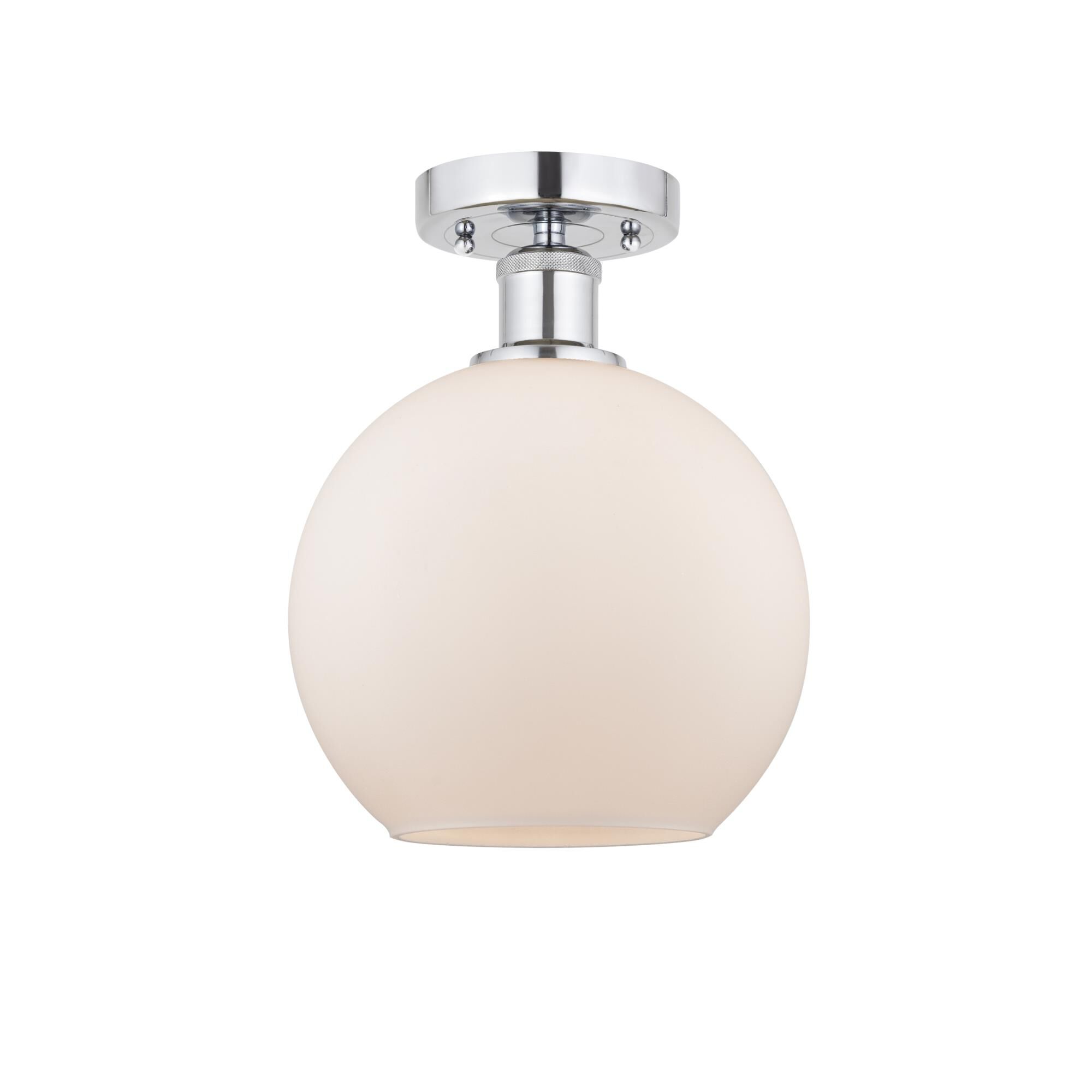 Shown in Polished Chrome finish and Matte White glass