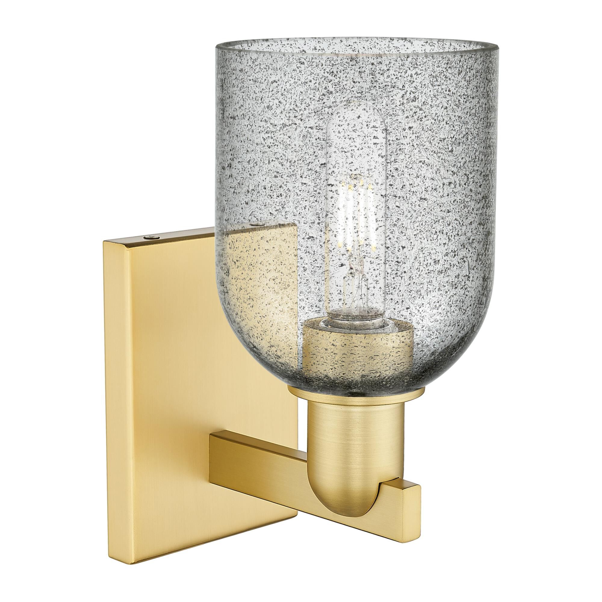 Shown in Satin Gold finish and Charcoal glass