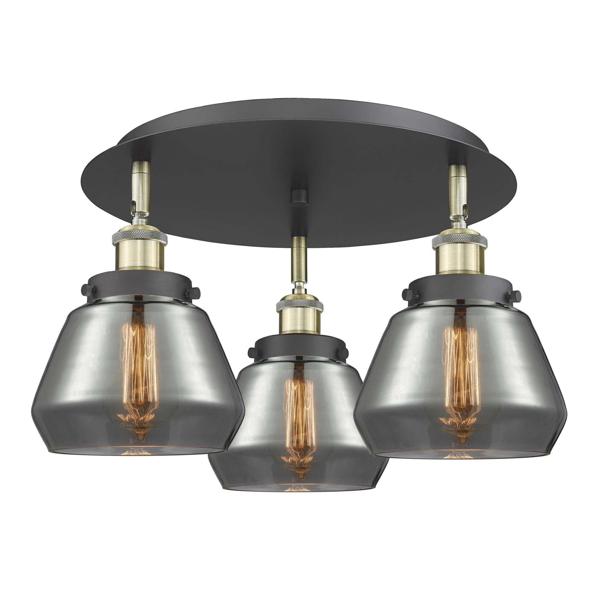 Shown in Black Antique Brass finish and Plated Smoke glass