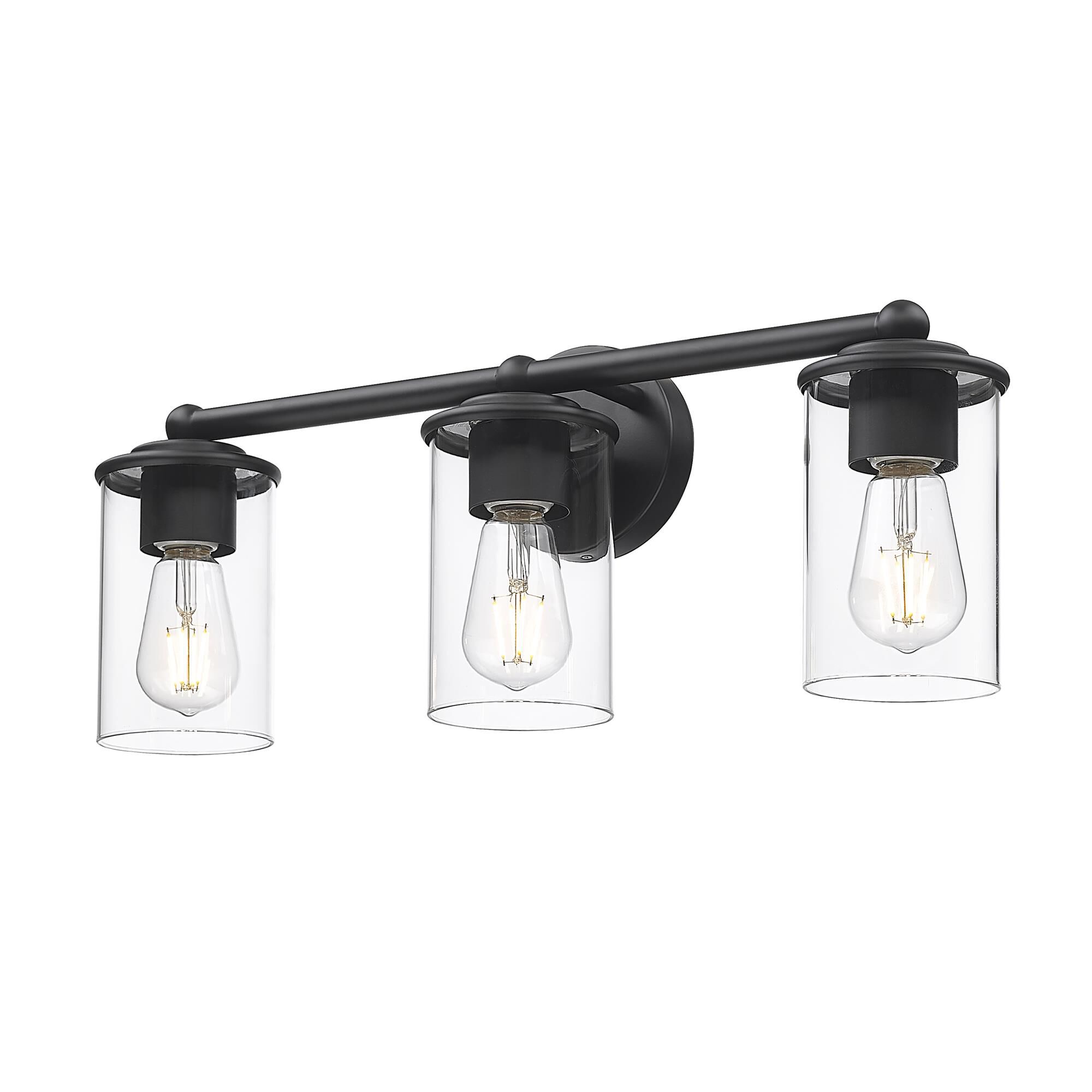 Shown in Matte Black finish and Clear glass and Clear shade