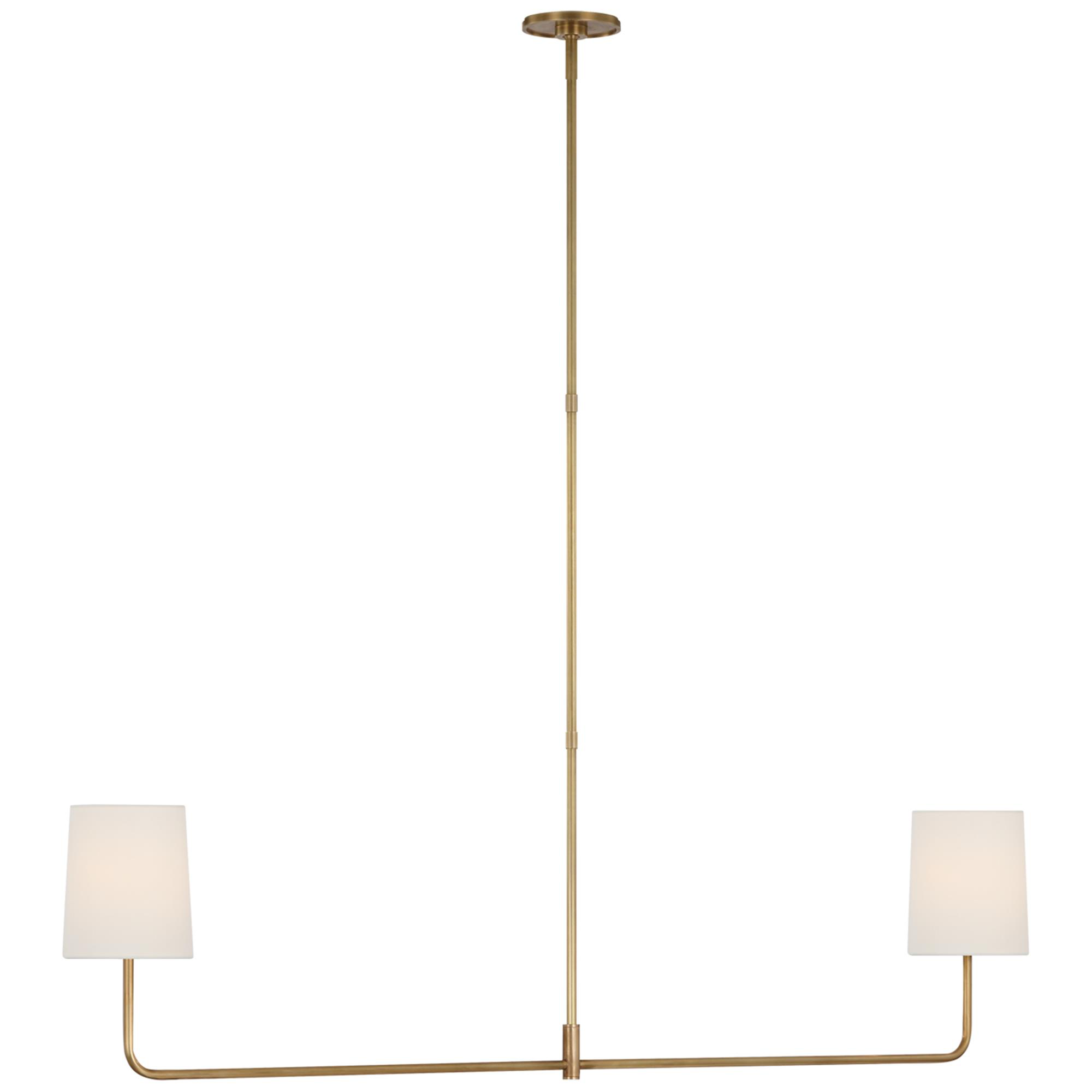Shown in Soft Brass finish and Linen shade