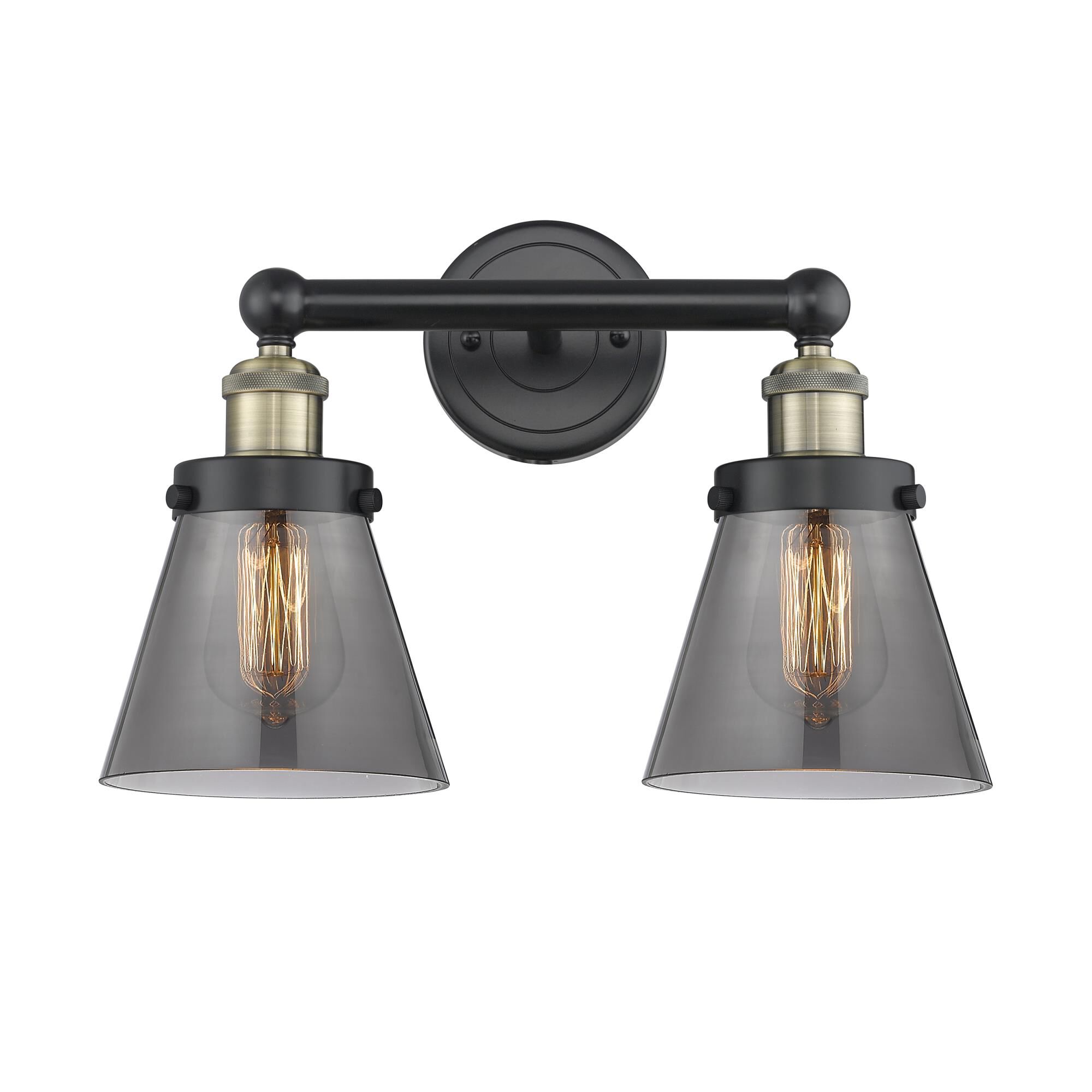 Shown in Black Antique Brass finish and Plated Smoke glass