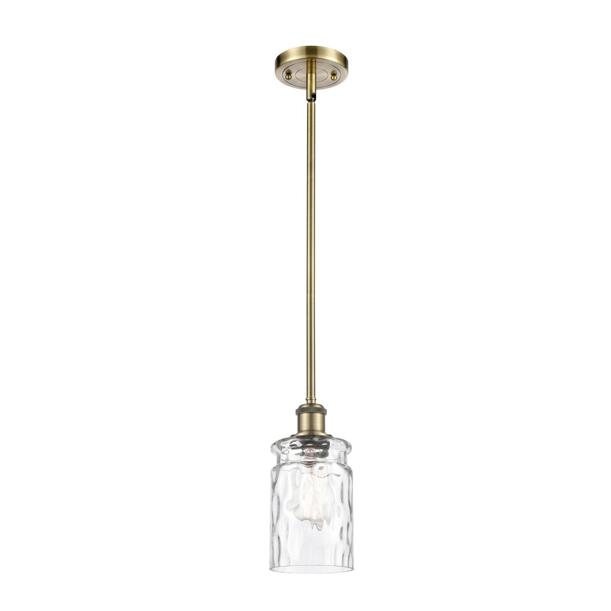 Shown in Antique Brass finish and Cylinder glass and Glass shade