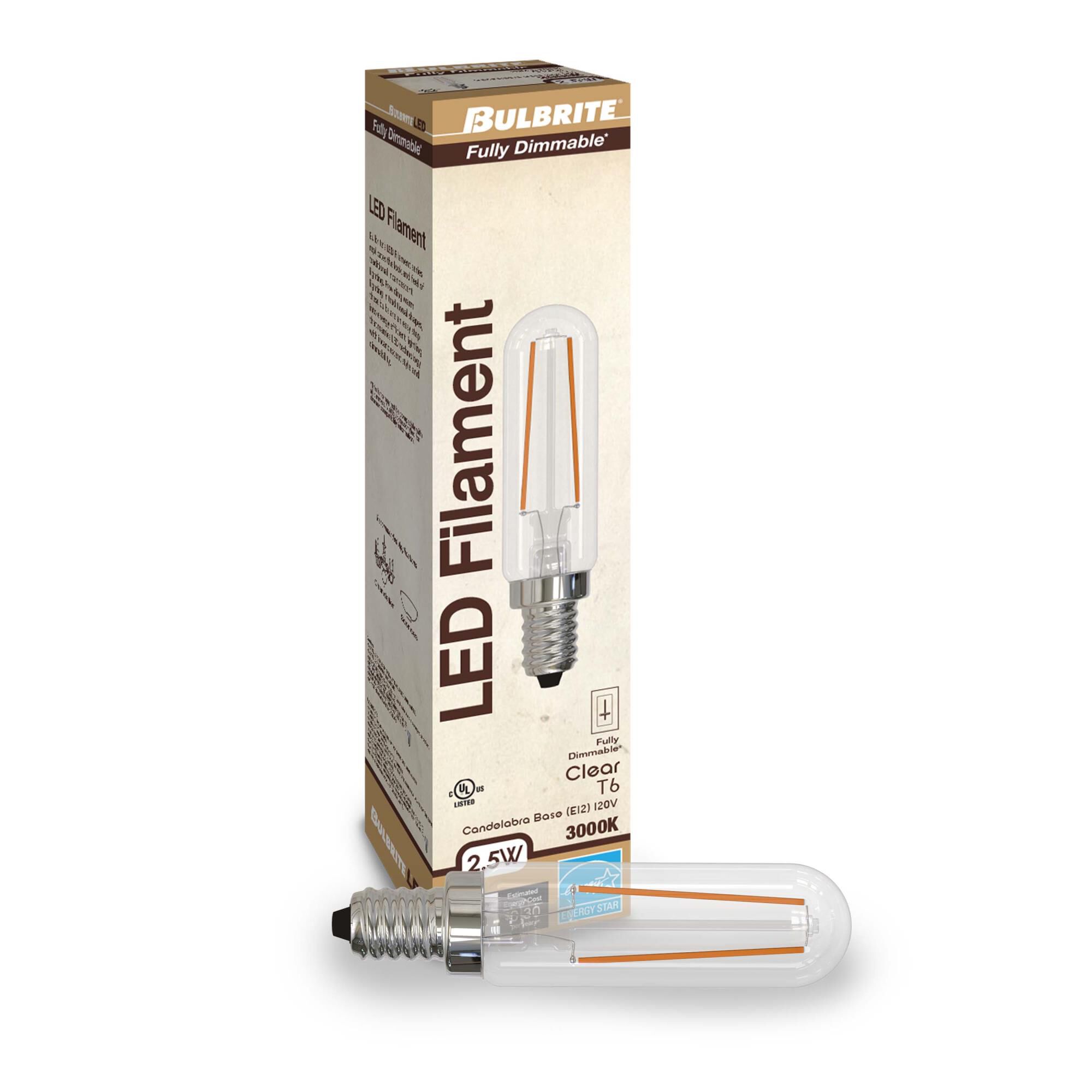 Dimmable 2.50 Watt 3000K T6 LED Light Bulb by Bulbrite