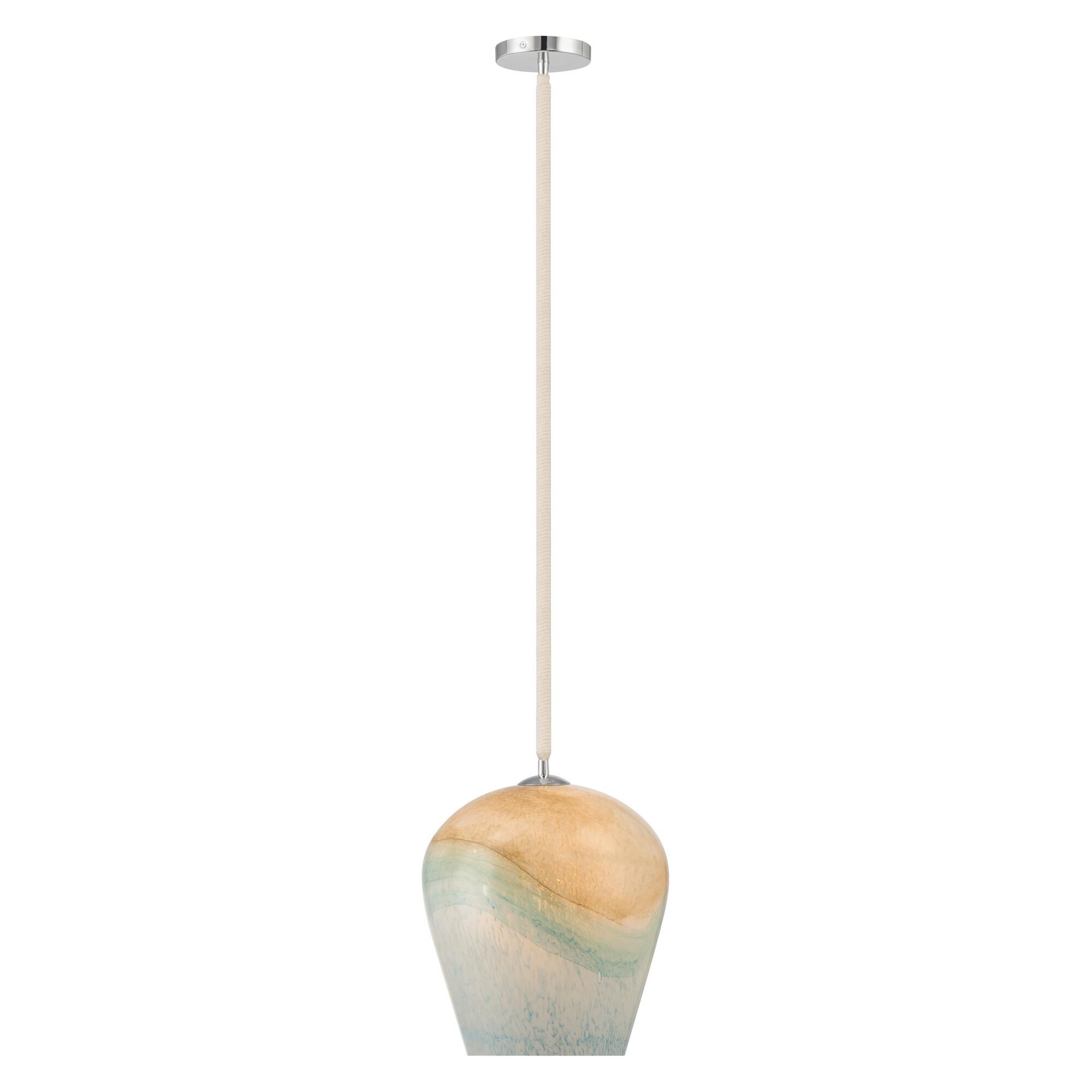 Shown in Polished Nickel finish and Blue Hue glass
