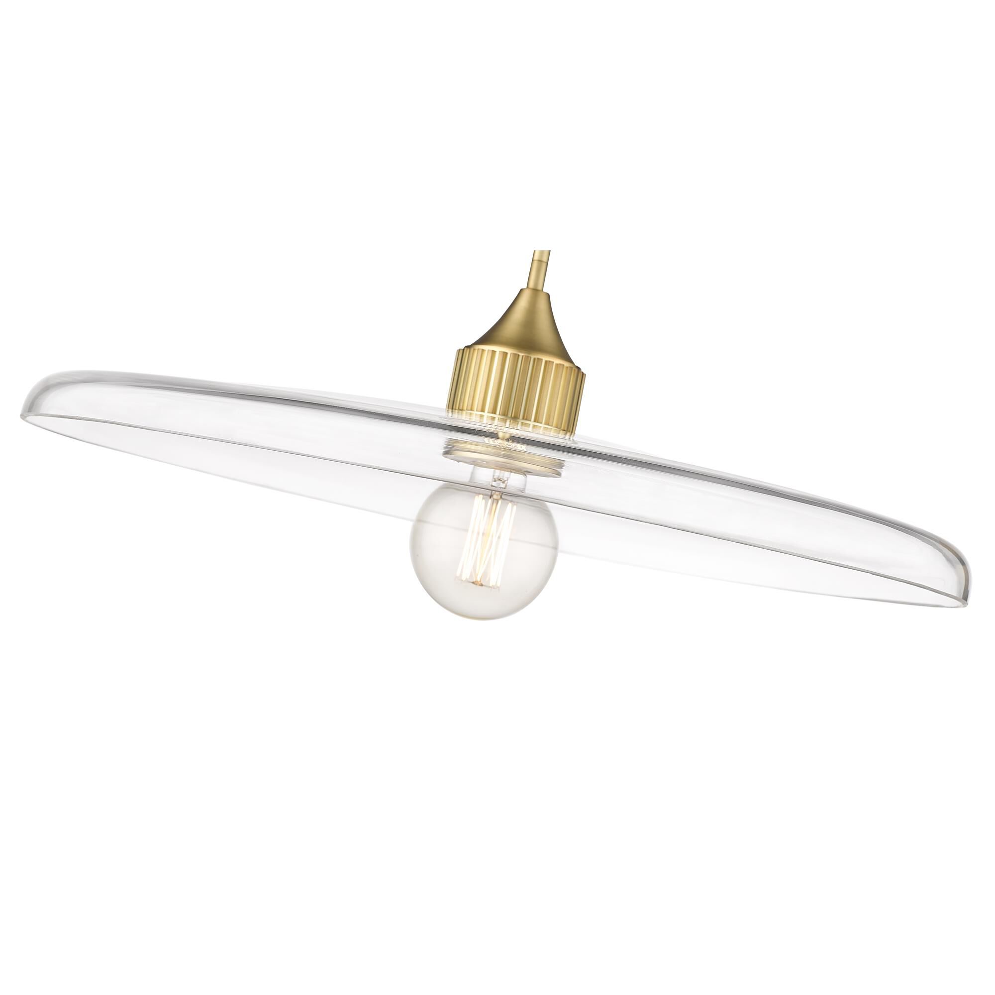 Shown in Olde Brass finish and Clear glass