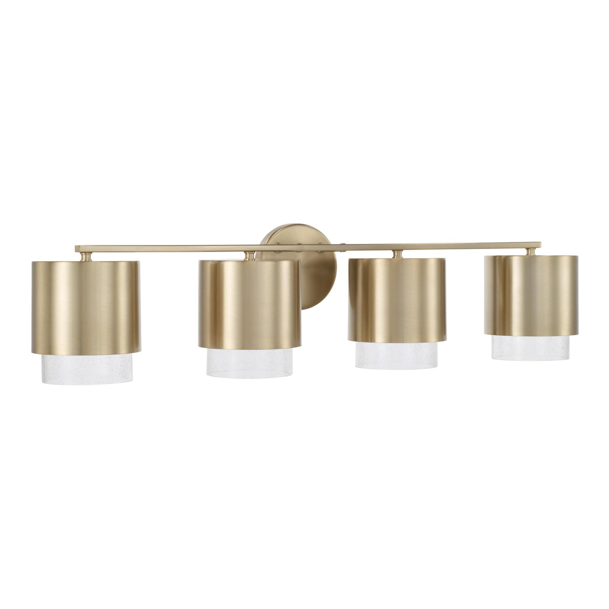 Shown in Matte Brass finish and Clear Seeded glass and Metal shade