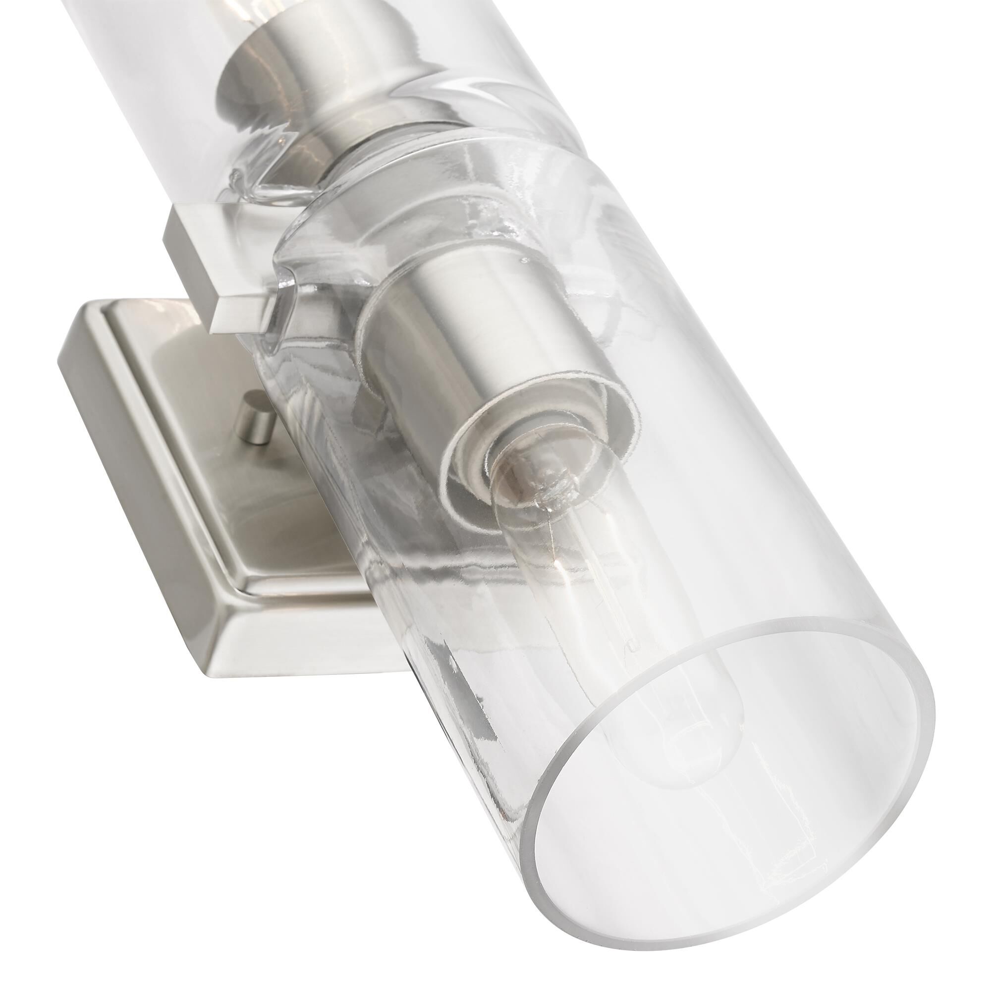 Shown in Brushed Nickel finish and Clear glass