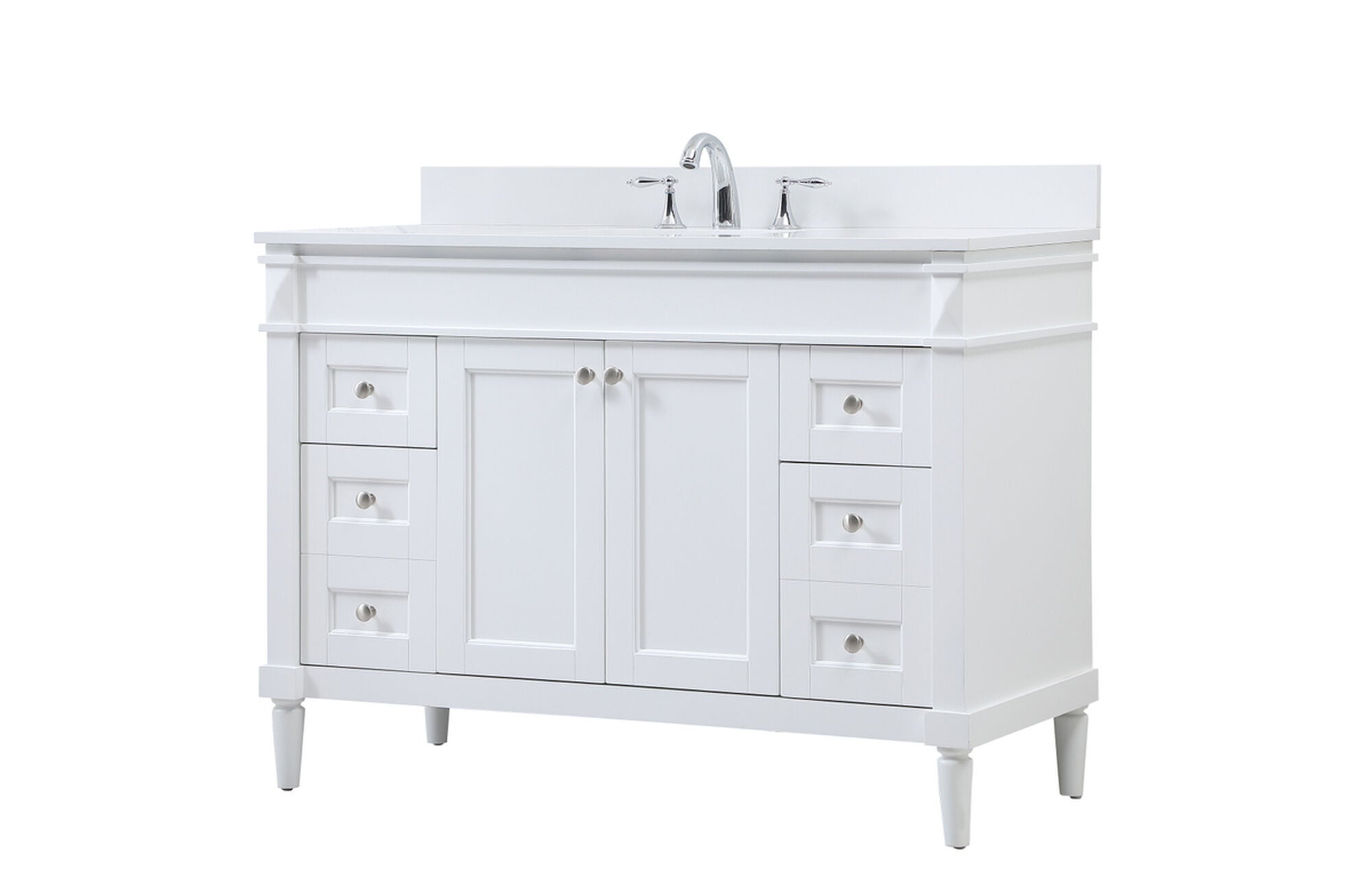 Shown in White finish and Backsplash accent