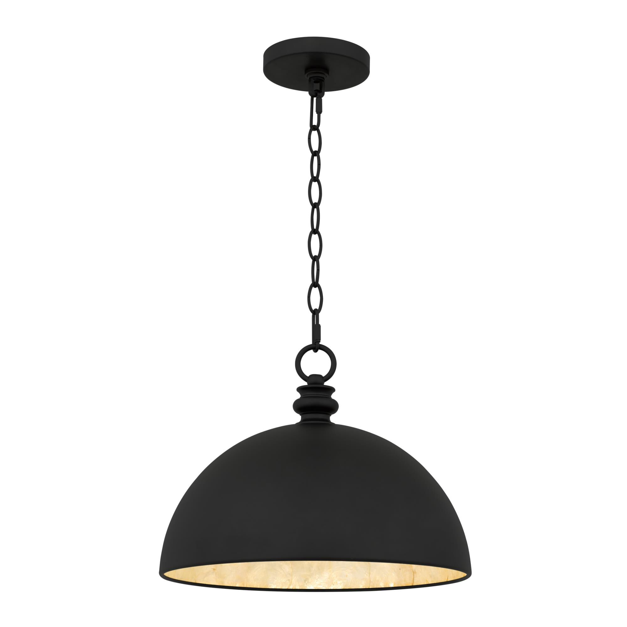 Shown in Matte Black finish and Metal With Capiz Shell Inside shade