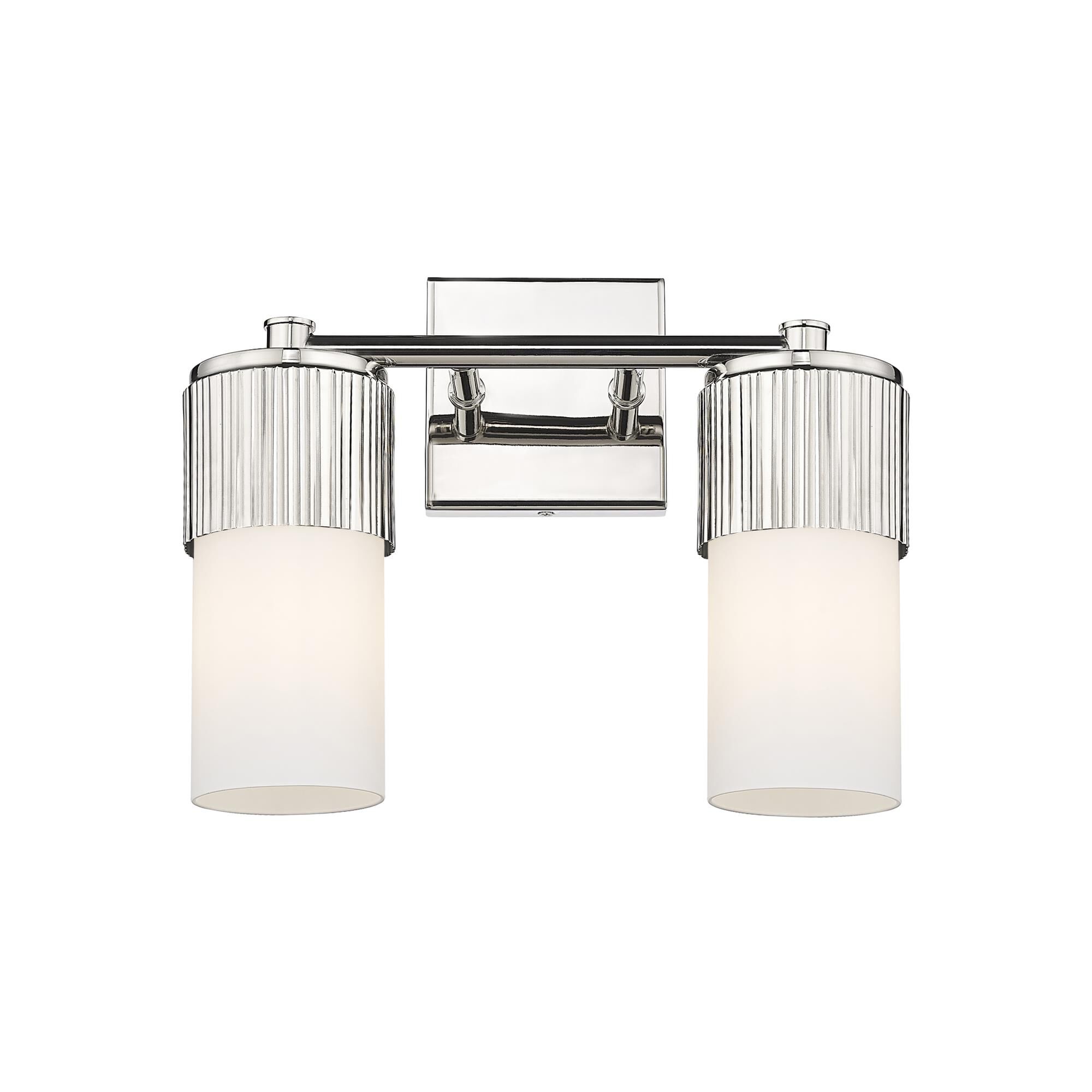 Shown in Polished Nickel finish and Matte White glass