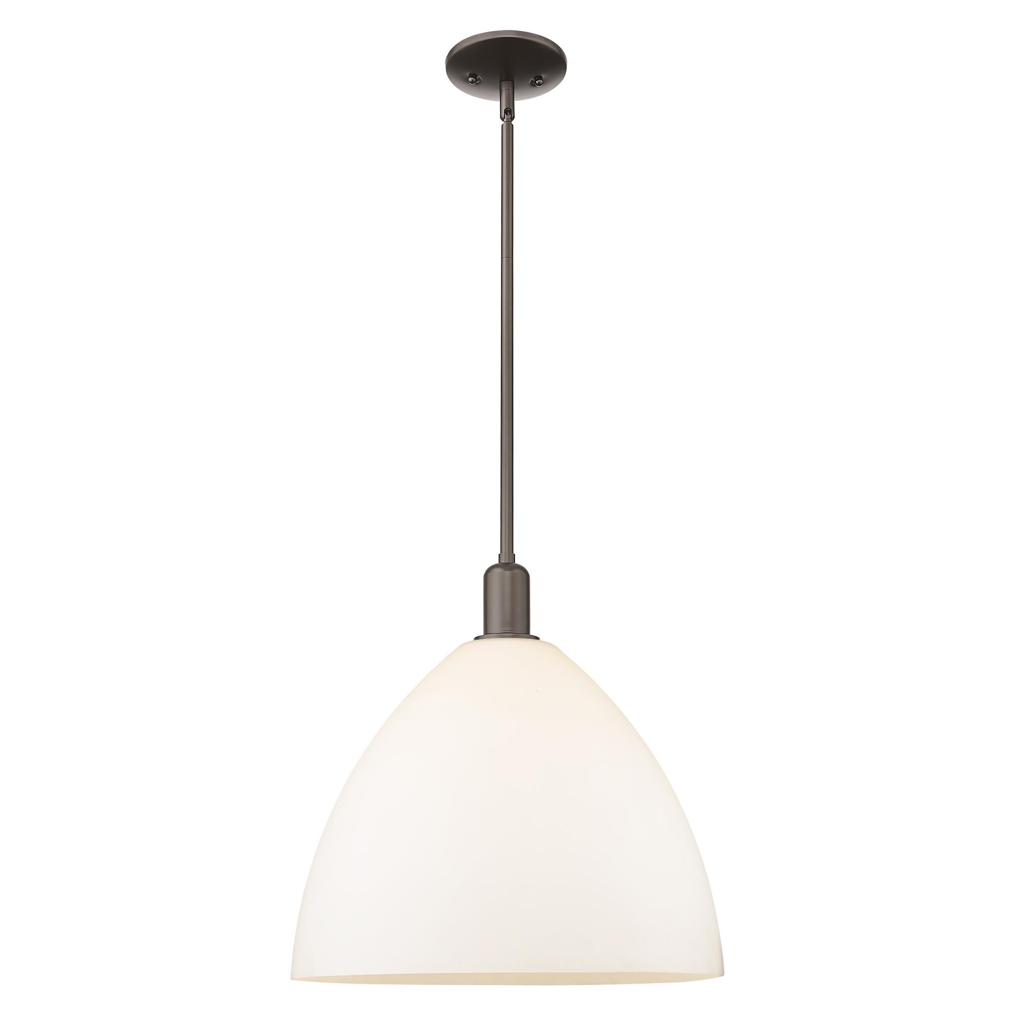 Shown in Oil Rubbed Bronze finish and Matte White glass