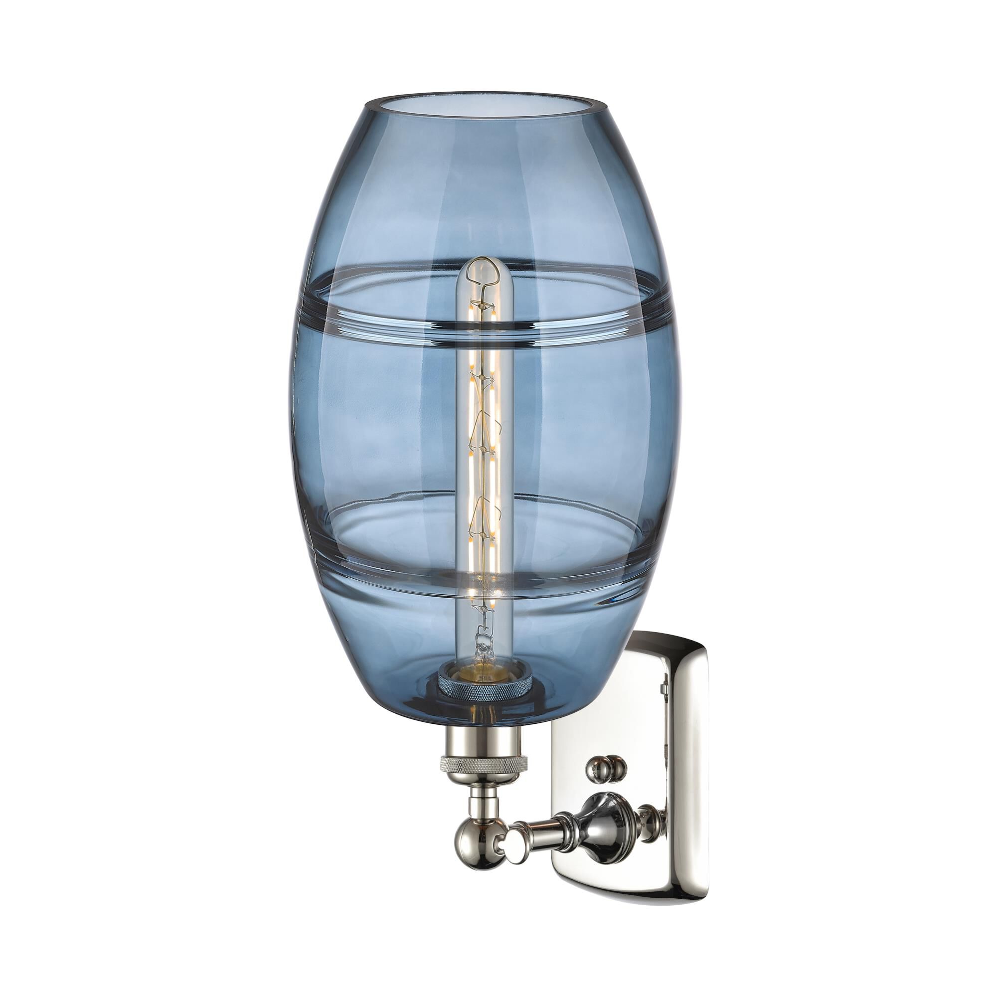 Shown in Polished Nickel finish and Princess Blue glass