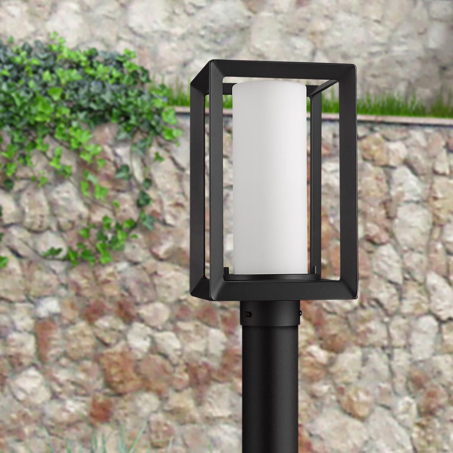 Shown in Natural Black finish and Opal glass