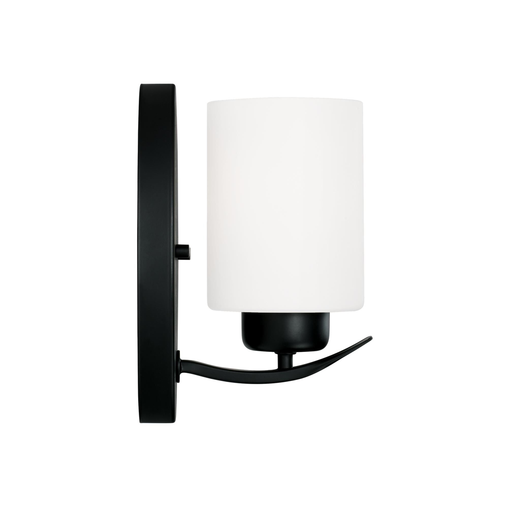Shown in Matte Black finish and Soft White glass