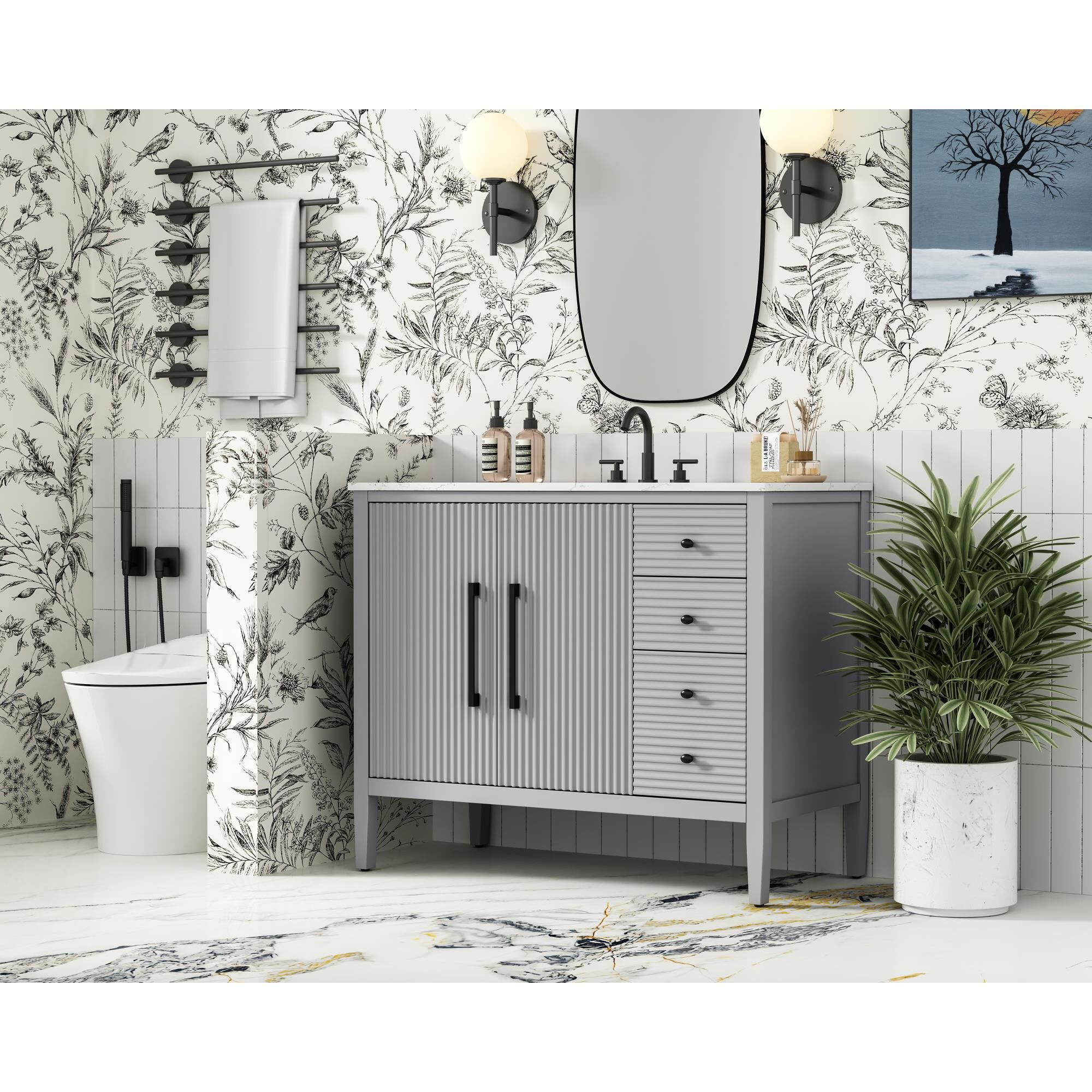 Shown in Grey finish