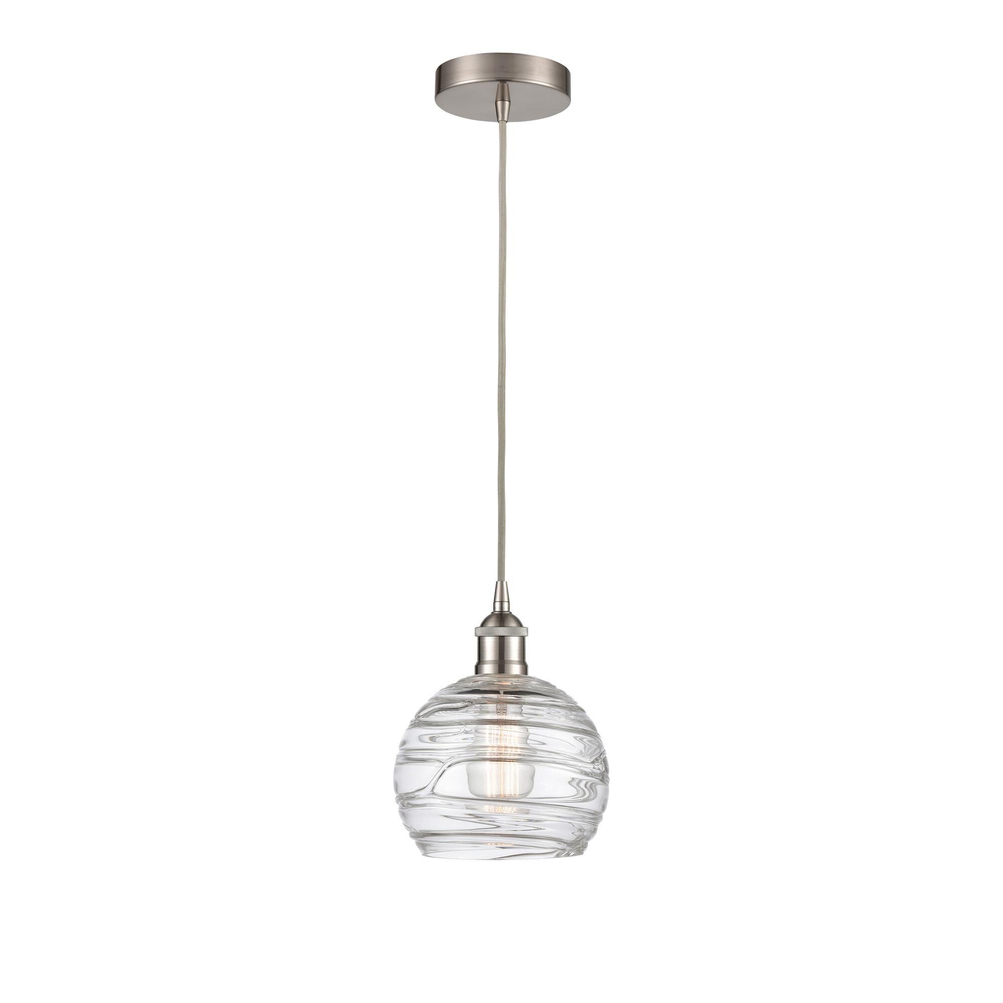 Shown in Brushed Satin Nickel finish and Clear Athens Deco Swirl 8